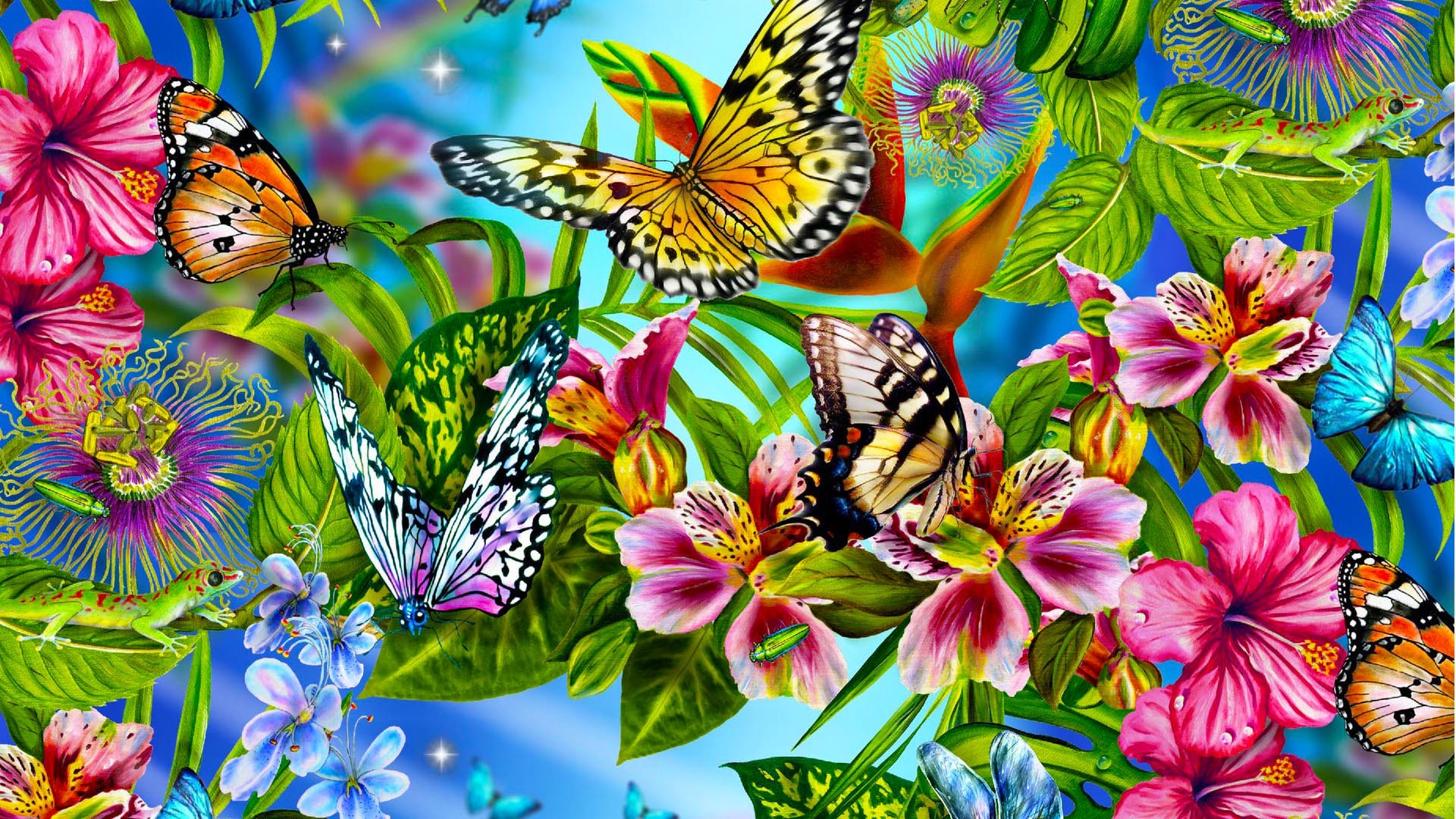 1920x1080 Butterflies and flowers Hd wallpaper