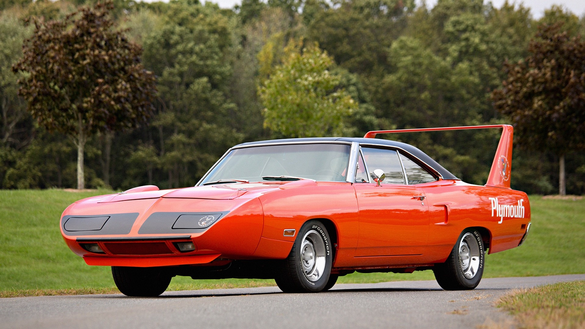1920x1080  Wallpaper plymouth, road runner, superbird, muscle car, red