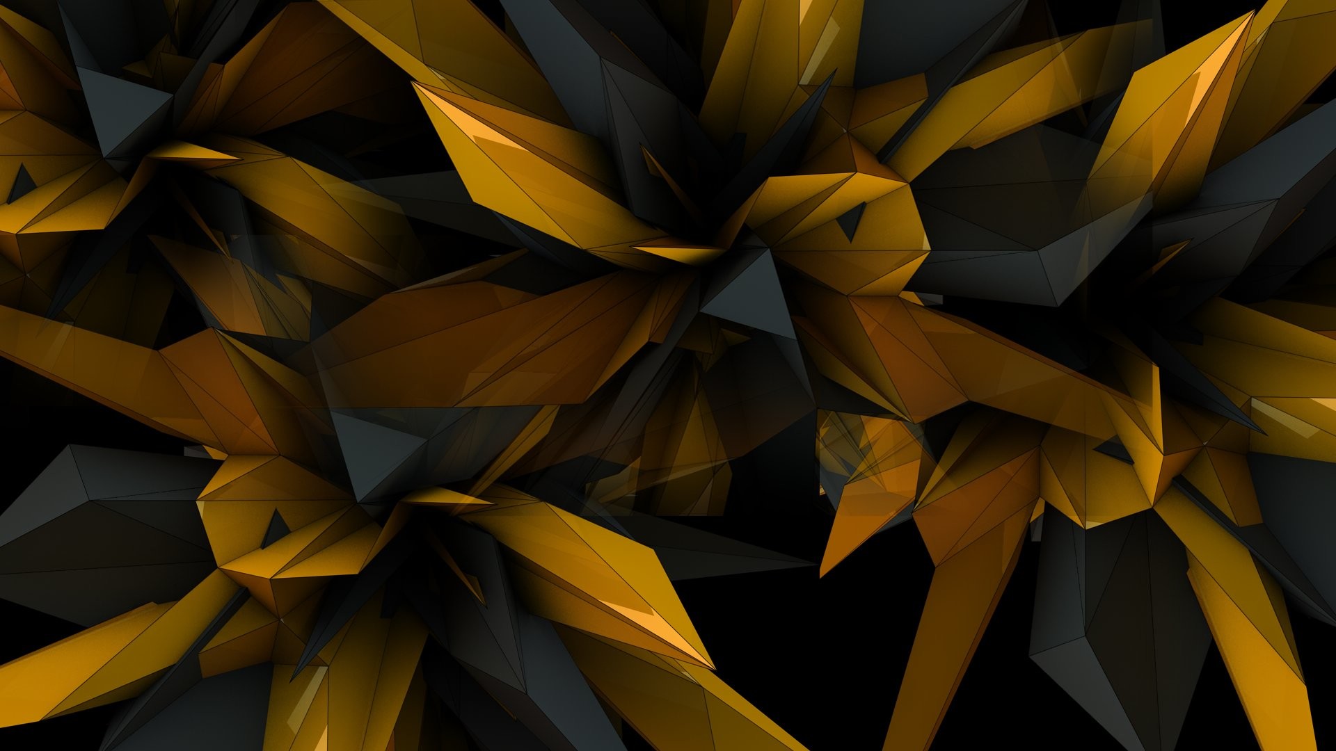 1920x1080 Abstract - Facets Abstract Design Black Gold Polygon Wallpaper