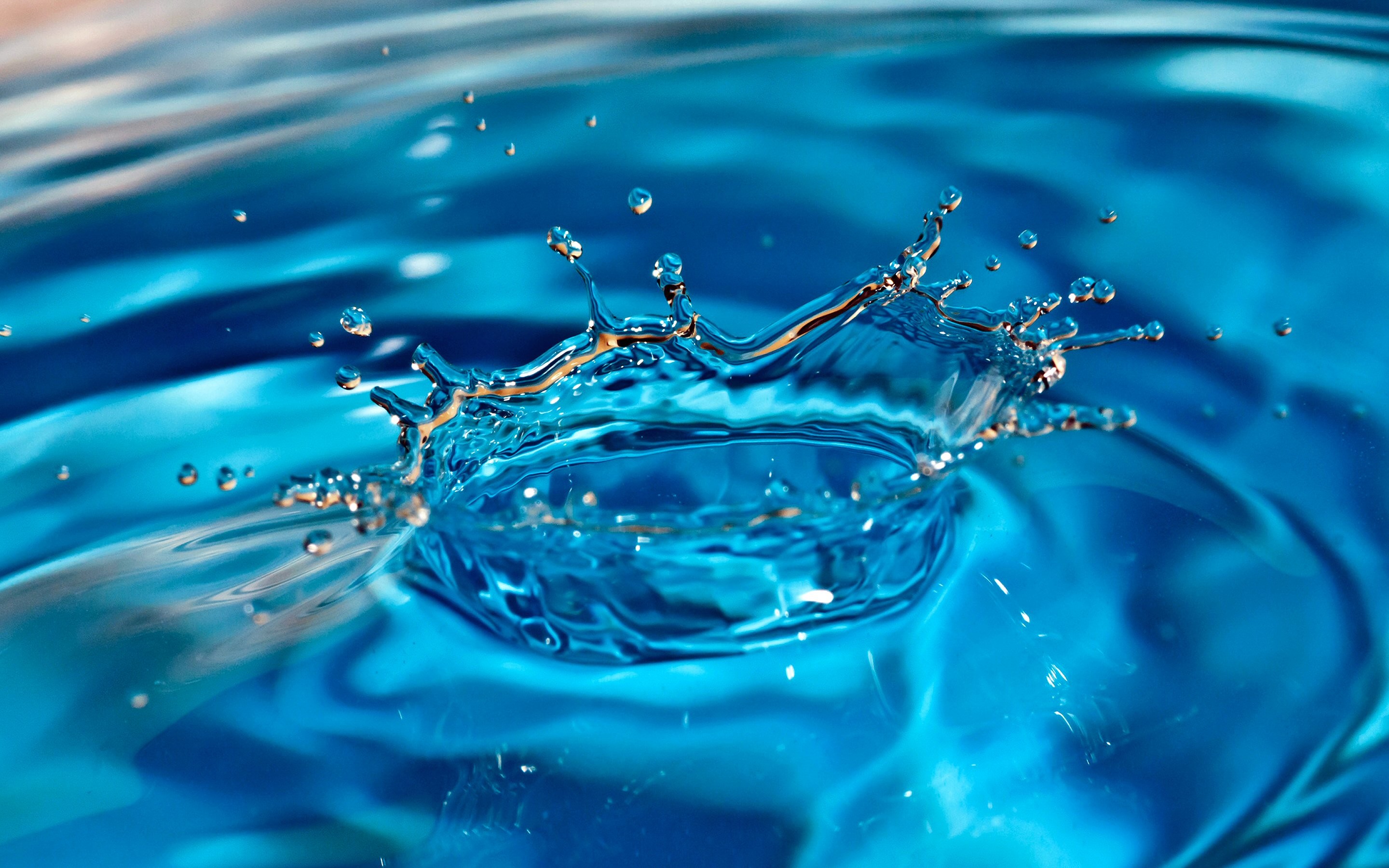 2880x1800 Fotografie - Wassertropfen Splash Blau Wasser Fotografie Wallpaper
