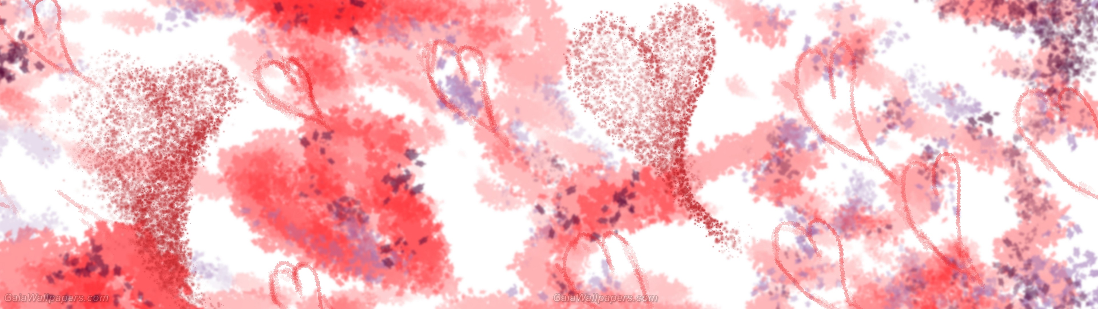3840x1080 Abstract watercolor Saint-Valentine - Free desktop wallpapers