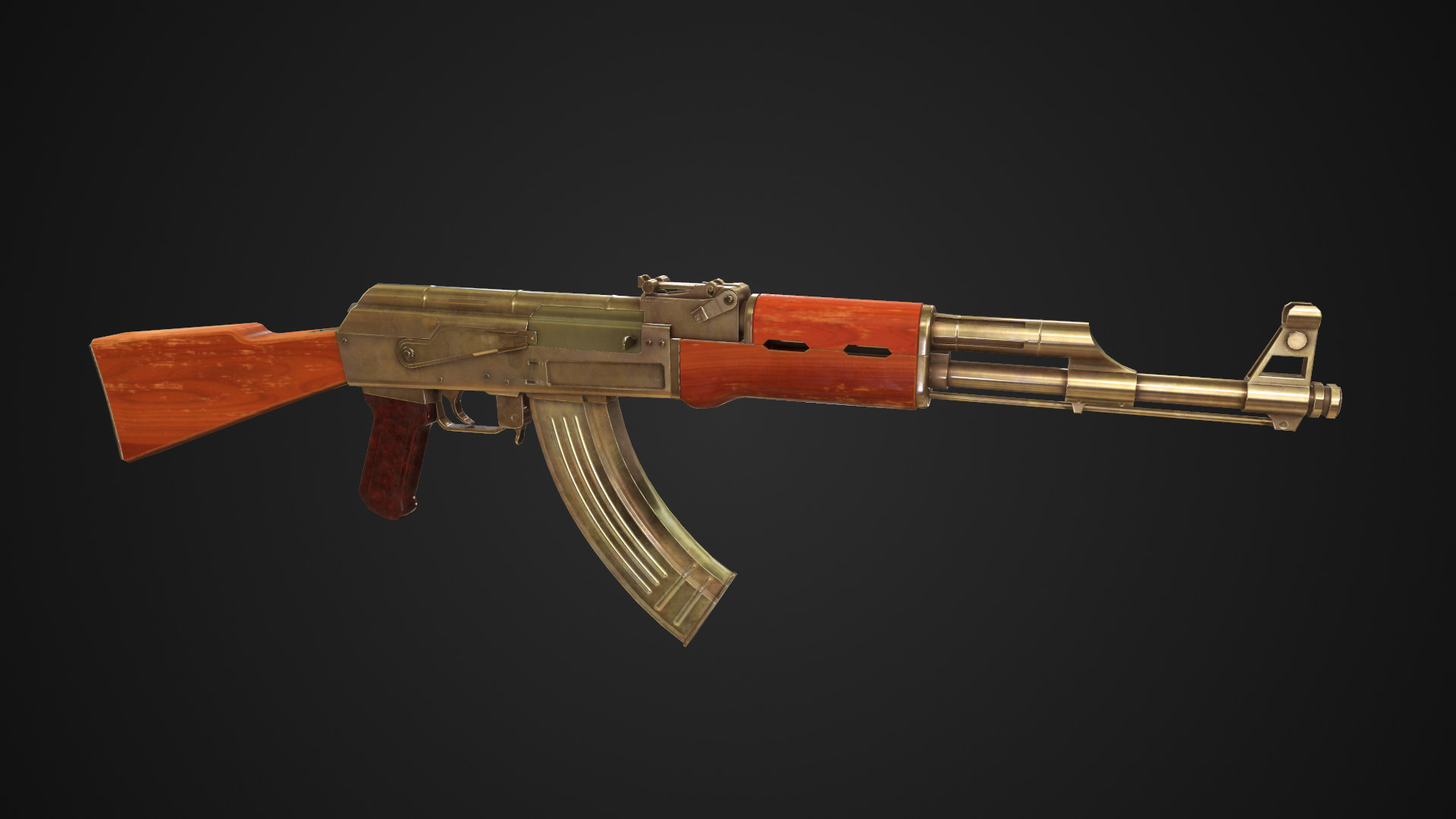1920x1080 Low Poly AK-47 (Gold)
