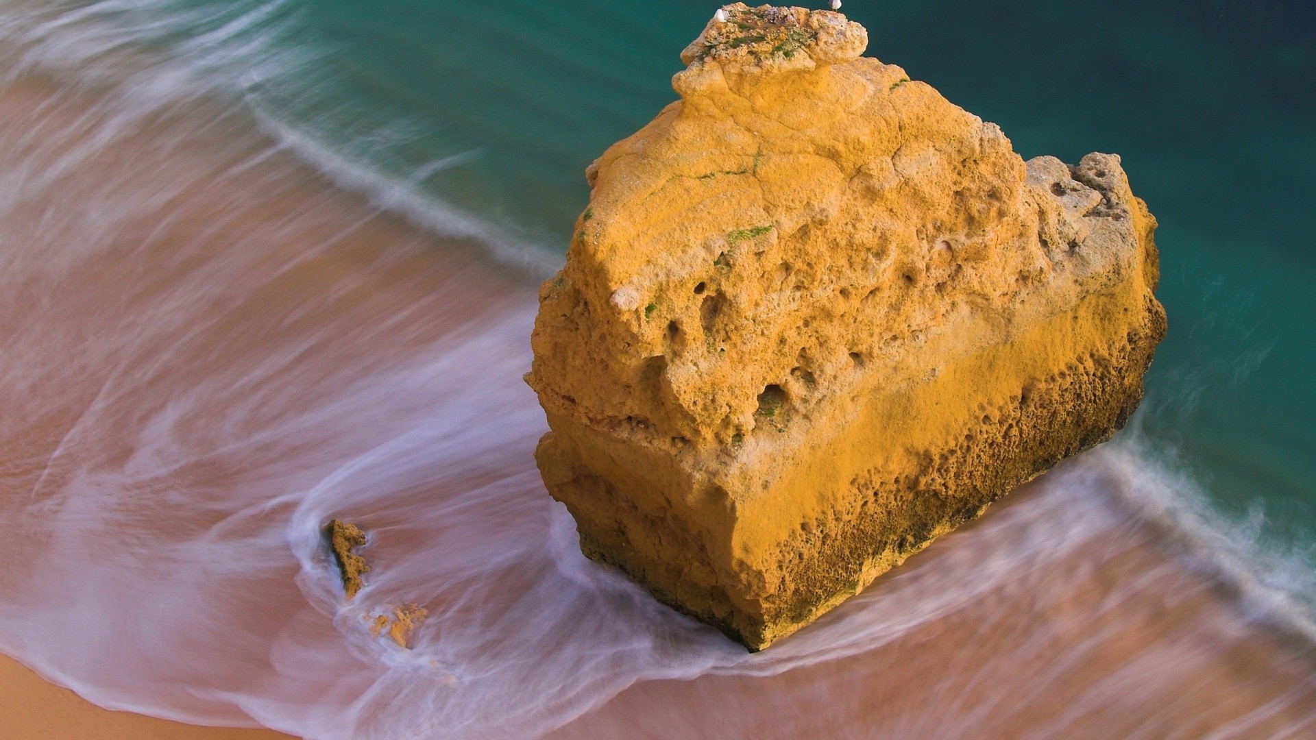 1920x1080 Preview wallpaper ocean, rock, beach, sand 