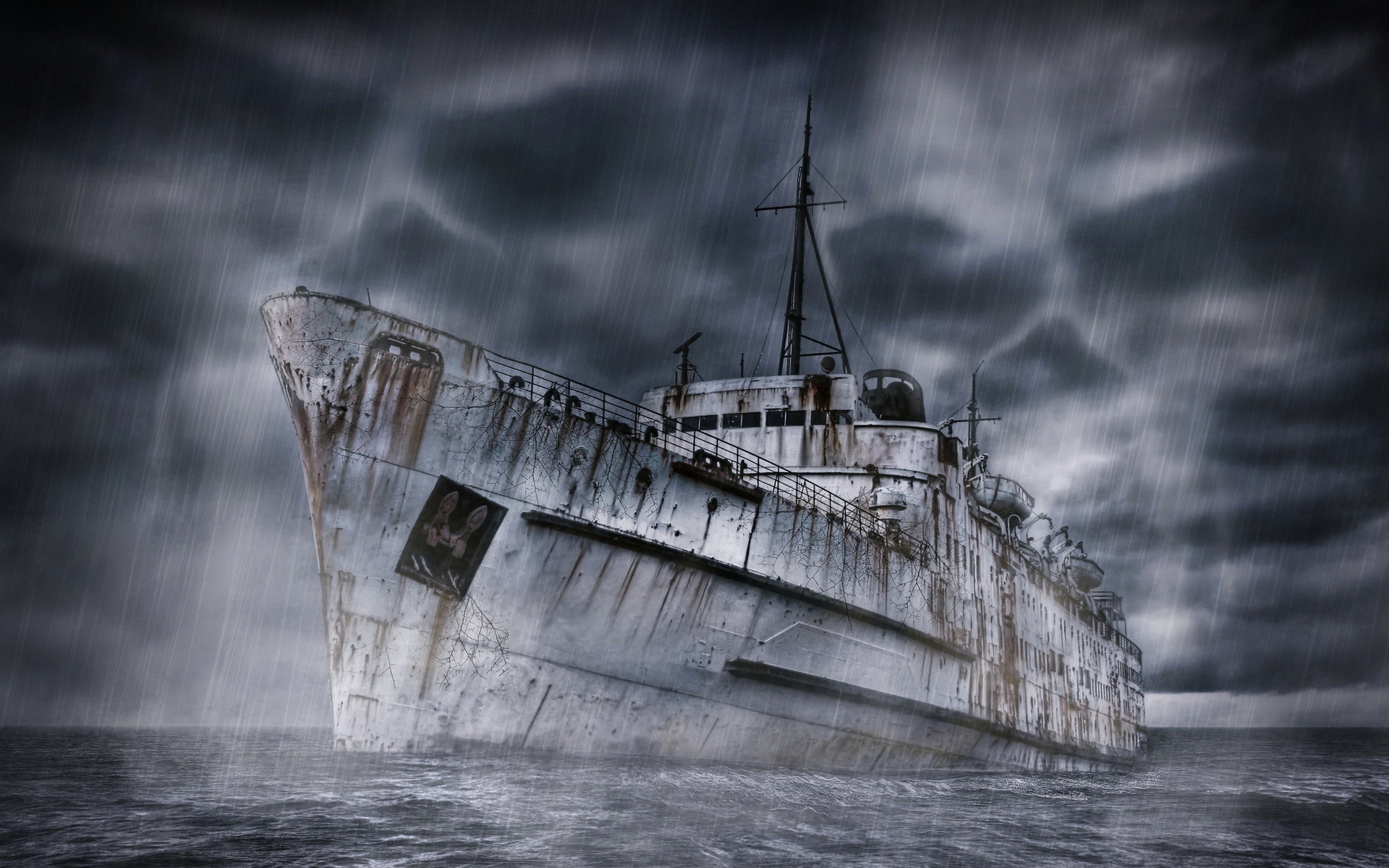 1920x1200 Old Ship Under Rain wallpapers and stock photos