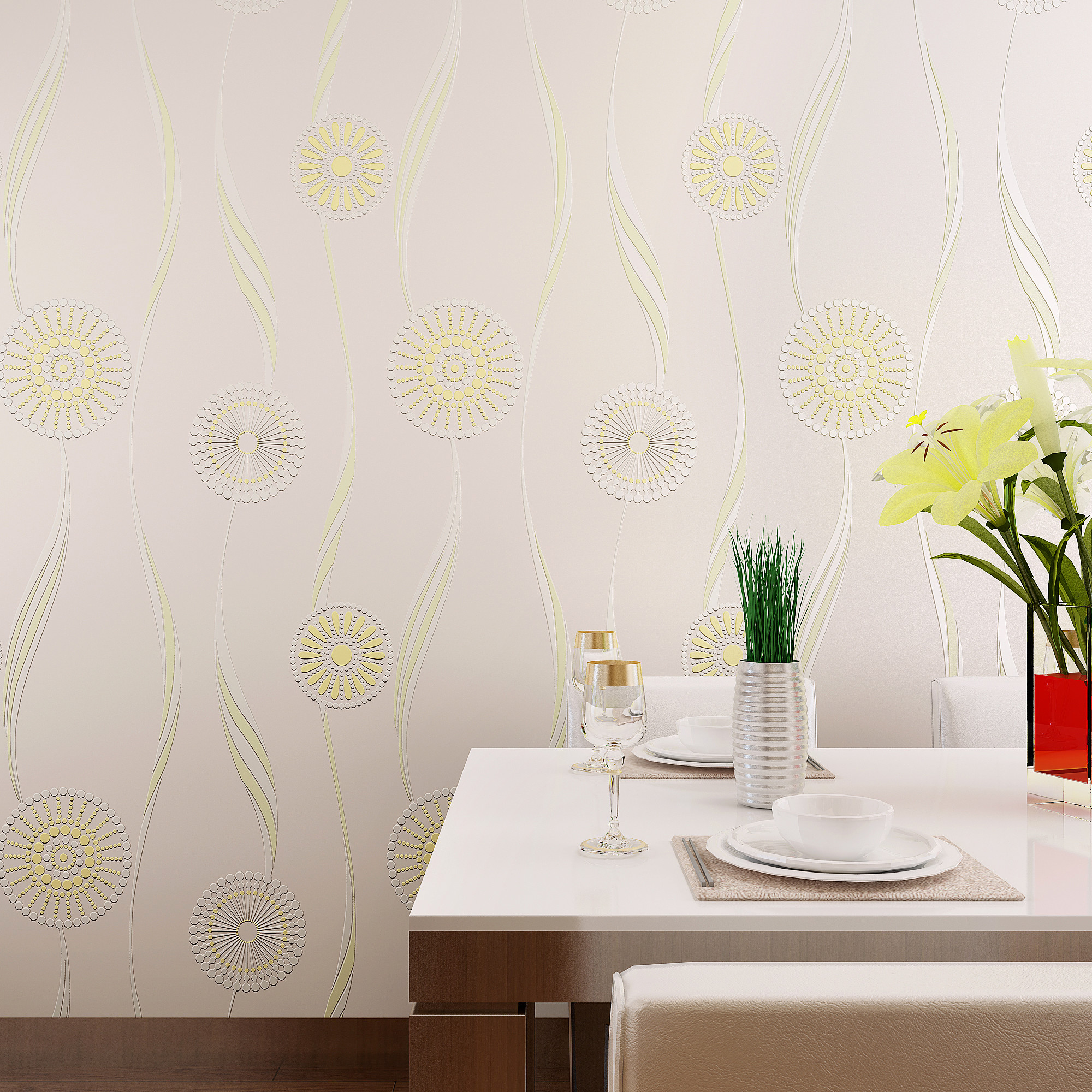 2000x2000 Modern minimalist wave pattern wallpaper 3D stereo circle room covered with  non-woven wallpaper wallpaper background