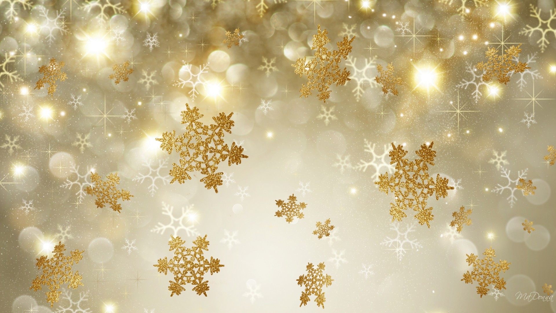 1920x1080 Golden snowflakes hd wallpaper background image id