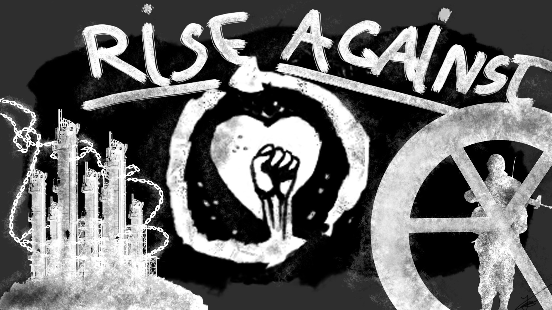 1920x1080  Wallpaper rise against, graphics, name, symbol, picture