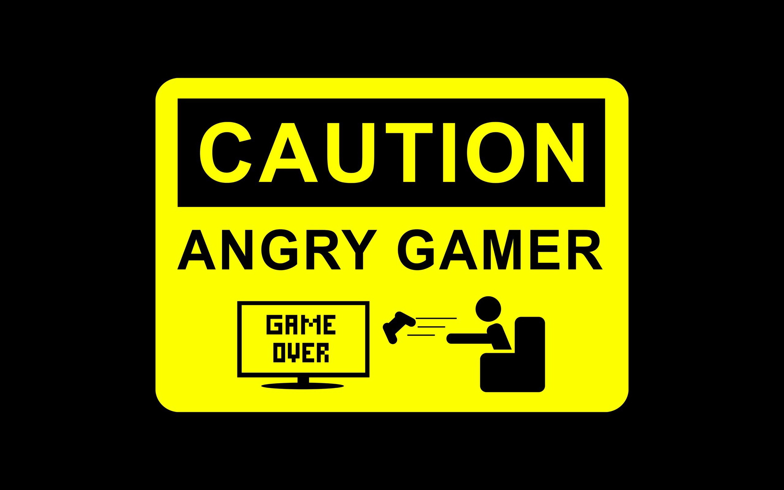 2560x1600 Caution: Angry Gamer - Game over Wallpaper