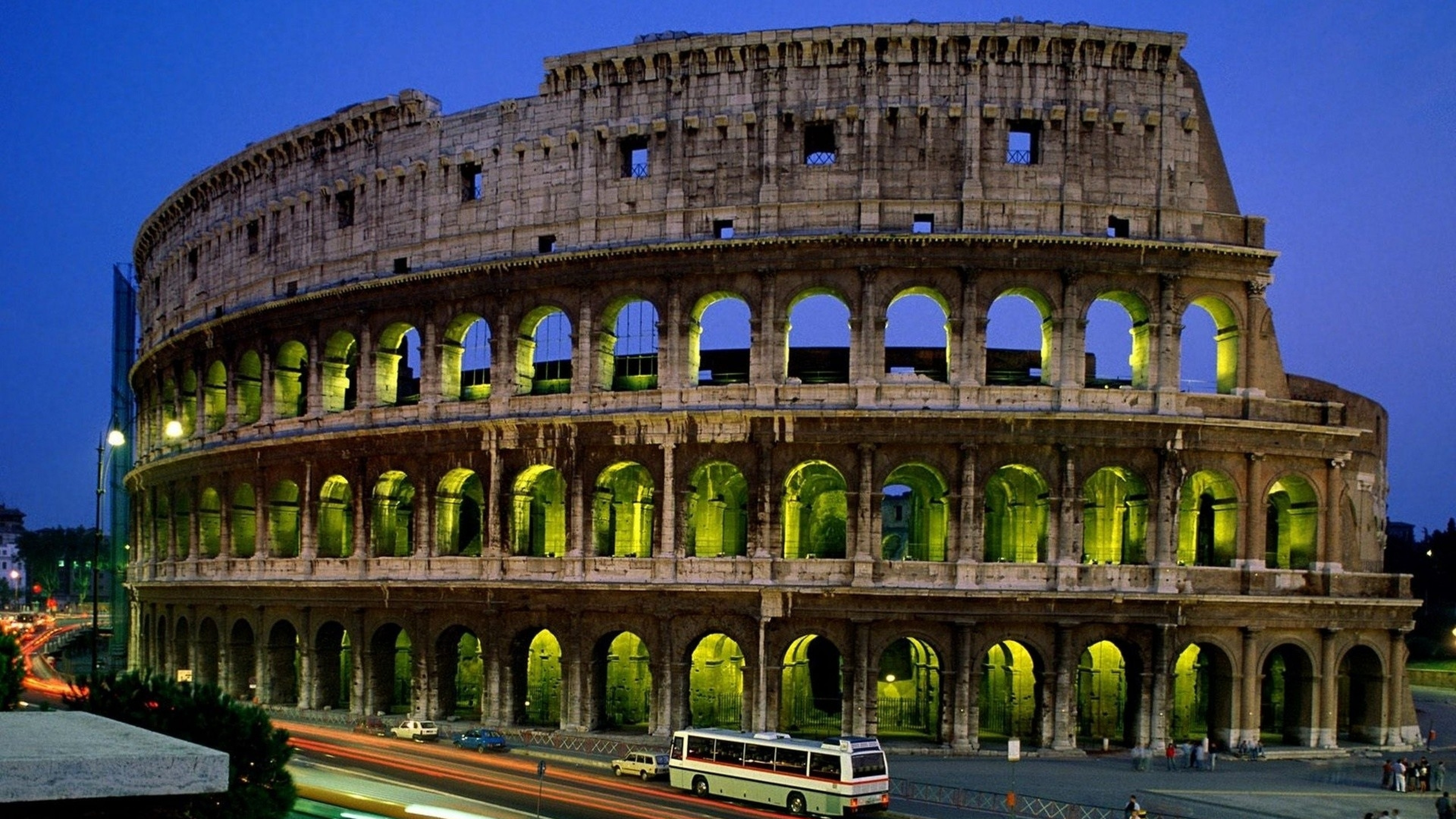 3840x2160 Preview wallpaper colosseum, rome, italy, landmark, architecture, evening  