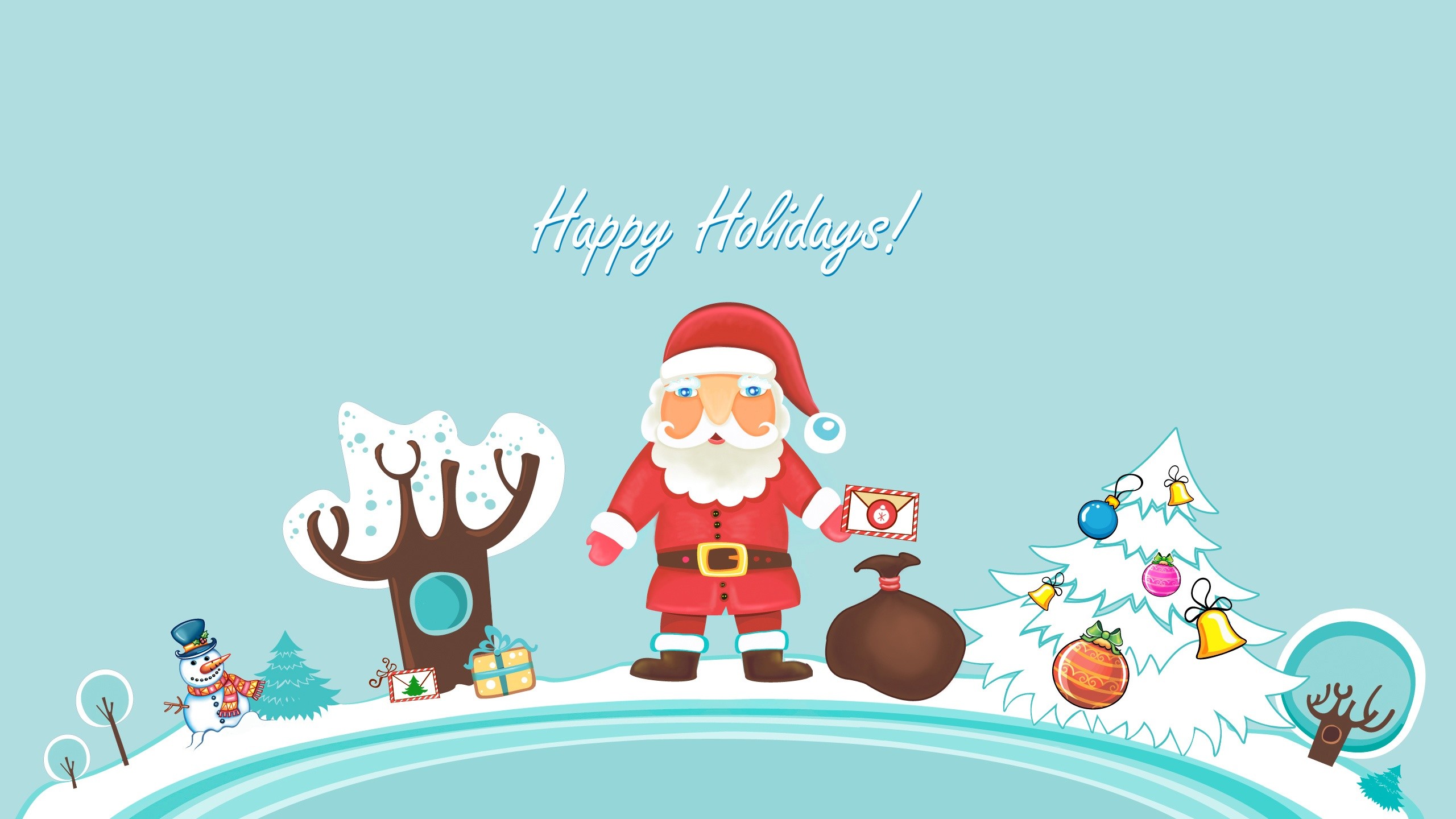 2560x1440 Santa Claus Happy Holidays