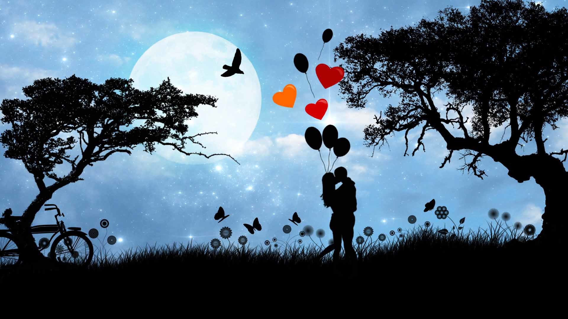 1920x1080 Beautiful location in night animated for love couple love wallpaper