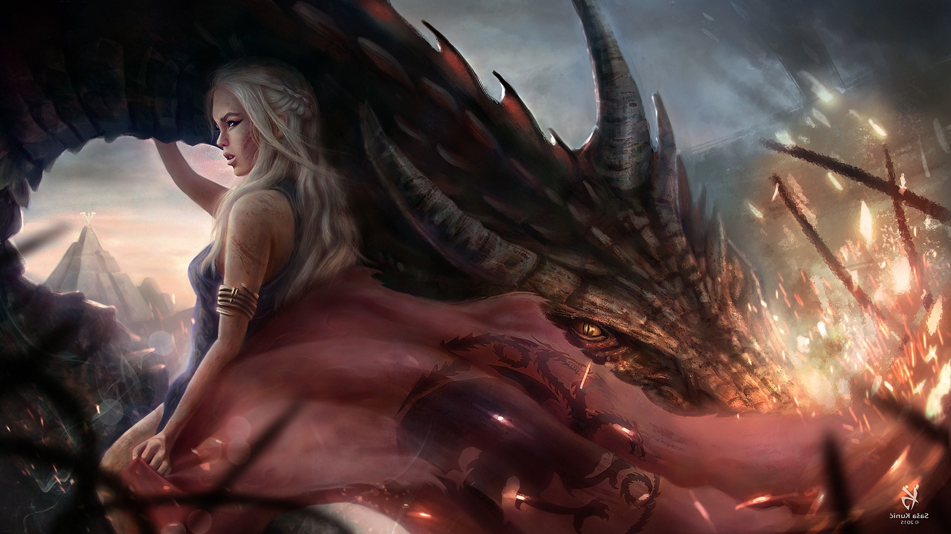 1920x1080 fantasy art anime artwork dragon Game of Thrones demon mythology Daenerys Targaryen  House Targaryen screenshot 