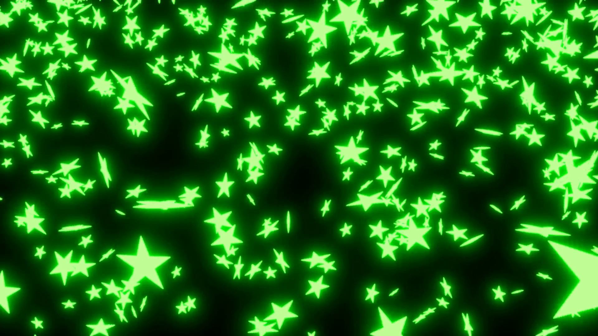 1920x1080 Subscription Library Animated falling neon green stars on black background.