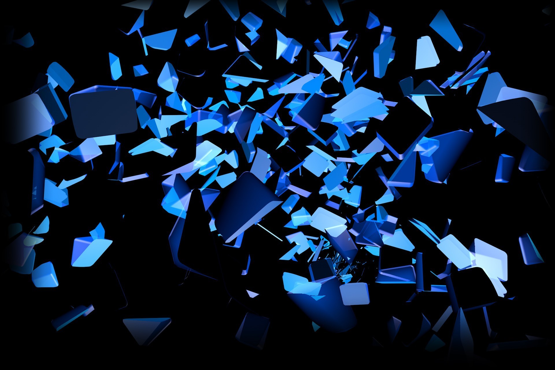 1920x1280 Blue black explosions glow colors slices cube wallpaper