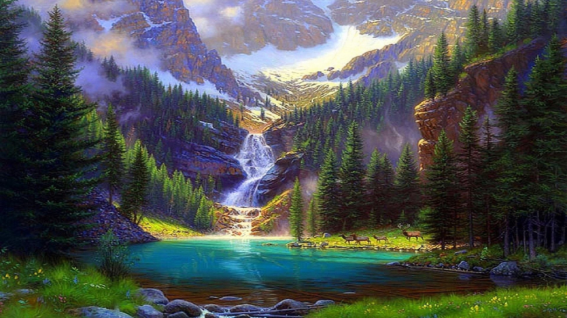 1920x1080 ... Creative View Waterfalls Nature Panoramic Loaded Forests Mountains  Solitude Dreams Pre Perfect Best Wildlife Attractions Lake Tahoe Hd  Wallpapers