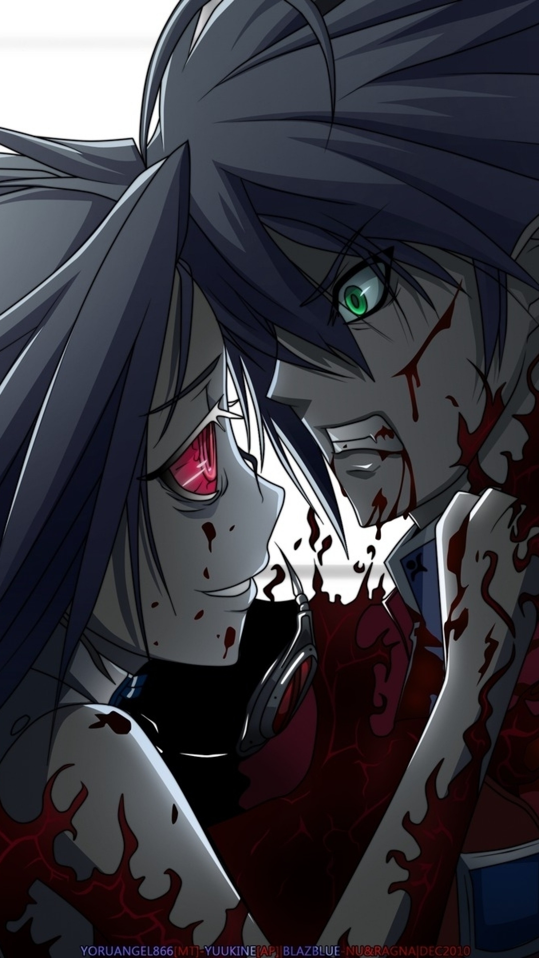 2160x3840  Wallpaper anime, blood, murder, boy, girl