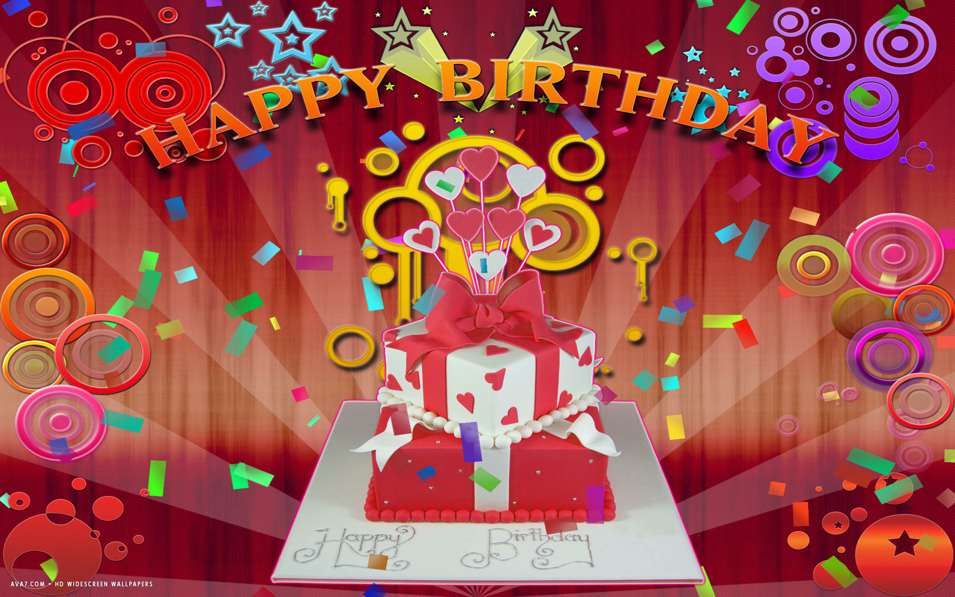 1920x1200 happy birthday colorful balloons celebration gift cake confetti hd  widescreen wallpaper