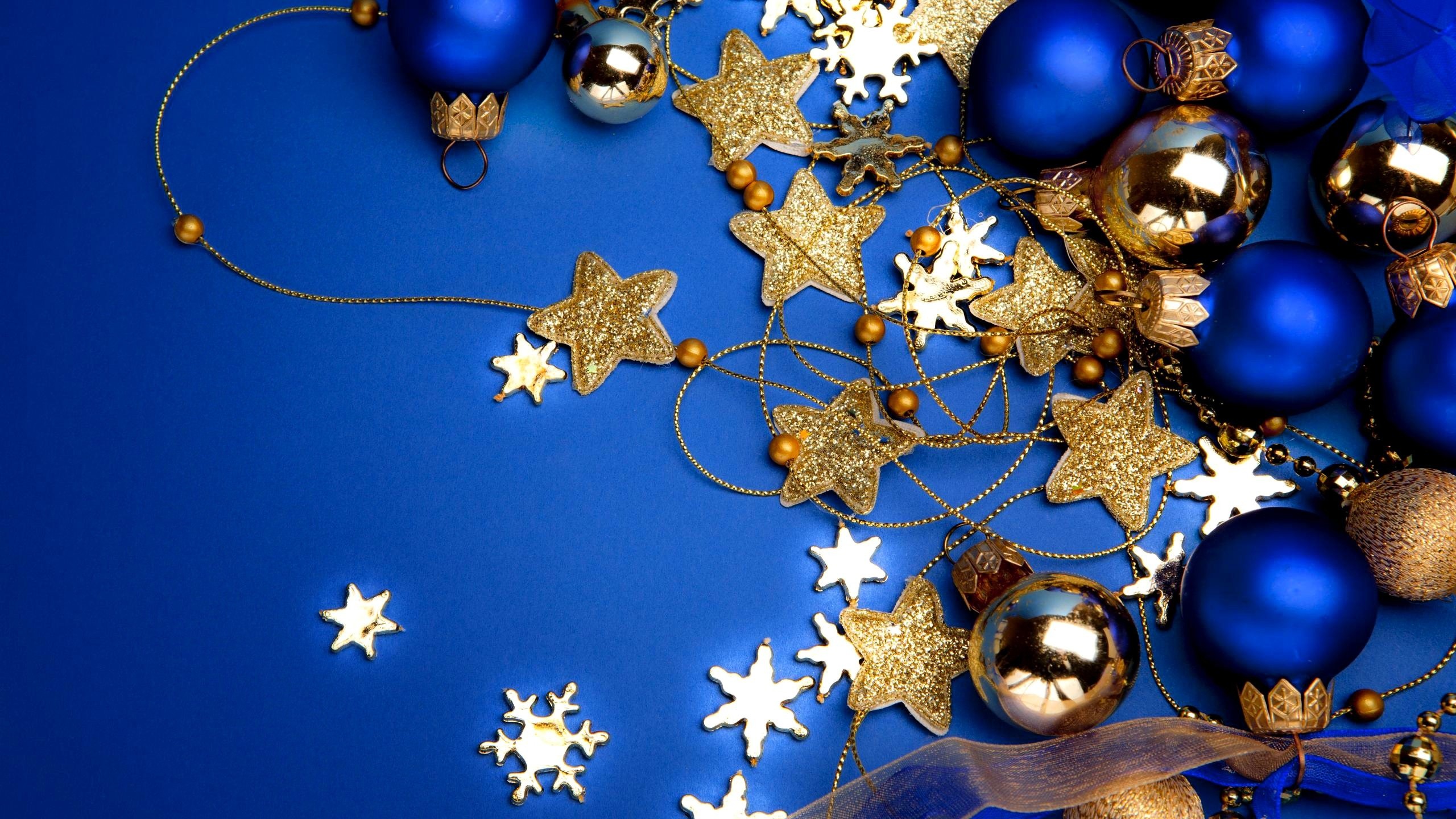 2560x1440 Blue Christmas theme wallpaper 2014