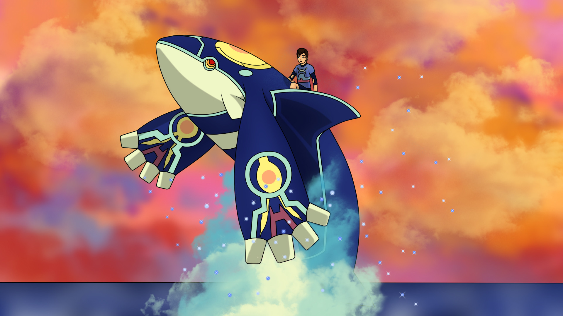 1920x1080 Astr0nautical 24 3 Riding Primal Kyogre by AusLove
