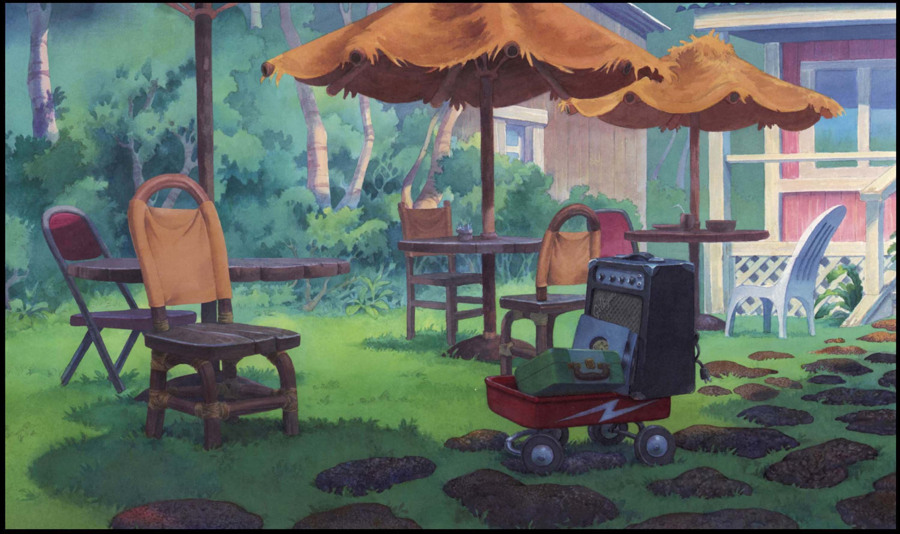 2996x1778 The gorgeous watercolor backgrounds of lilo and stitch.