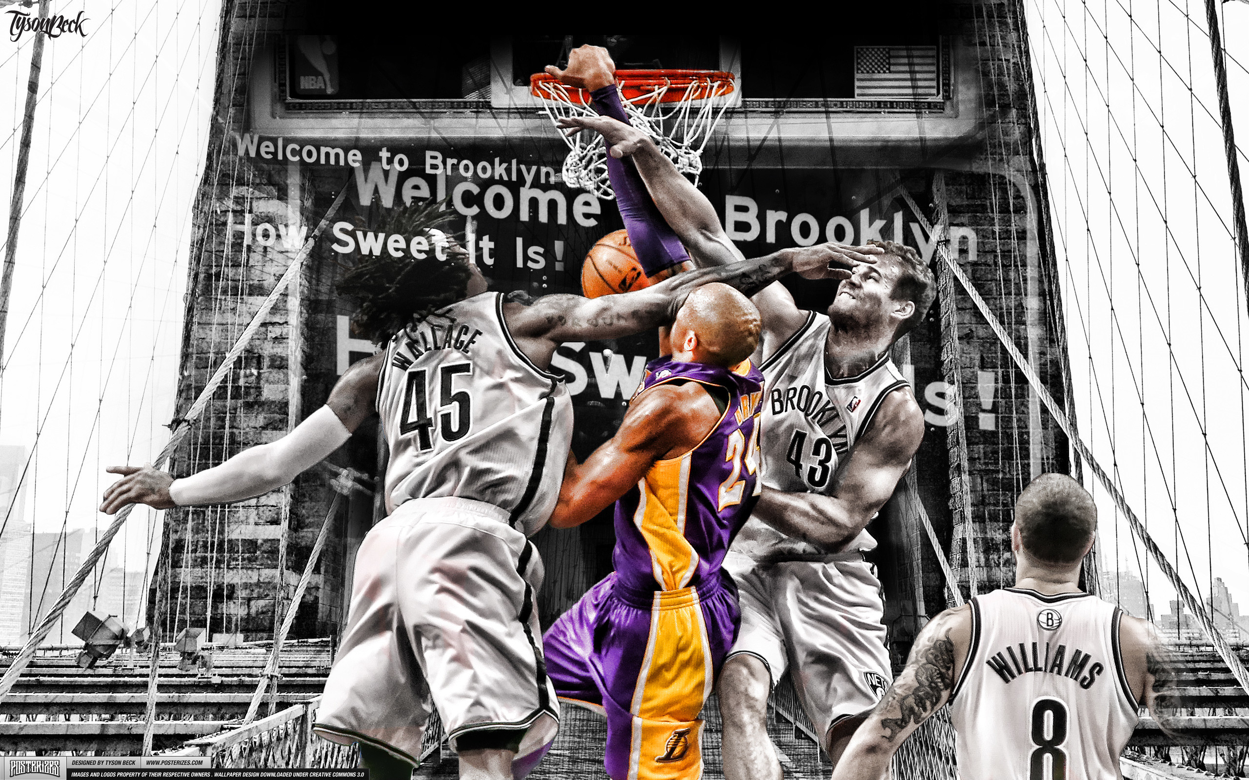 2560x1600 Kobe dunks on Brooklyn (NBA Wallpaper)