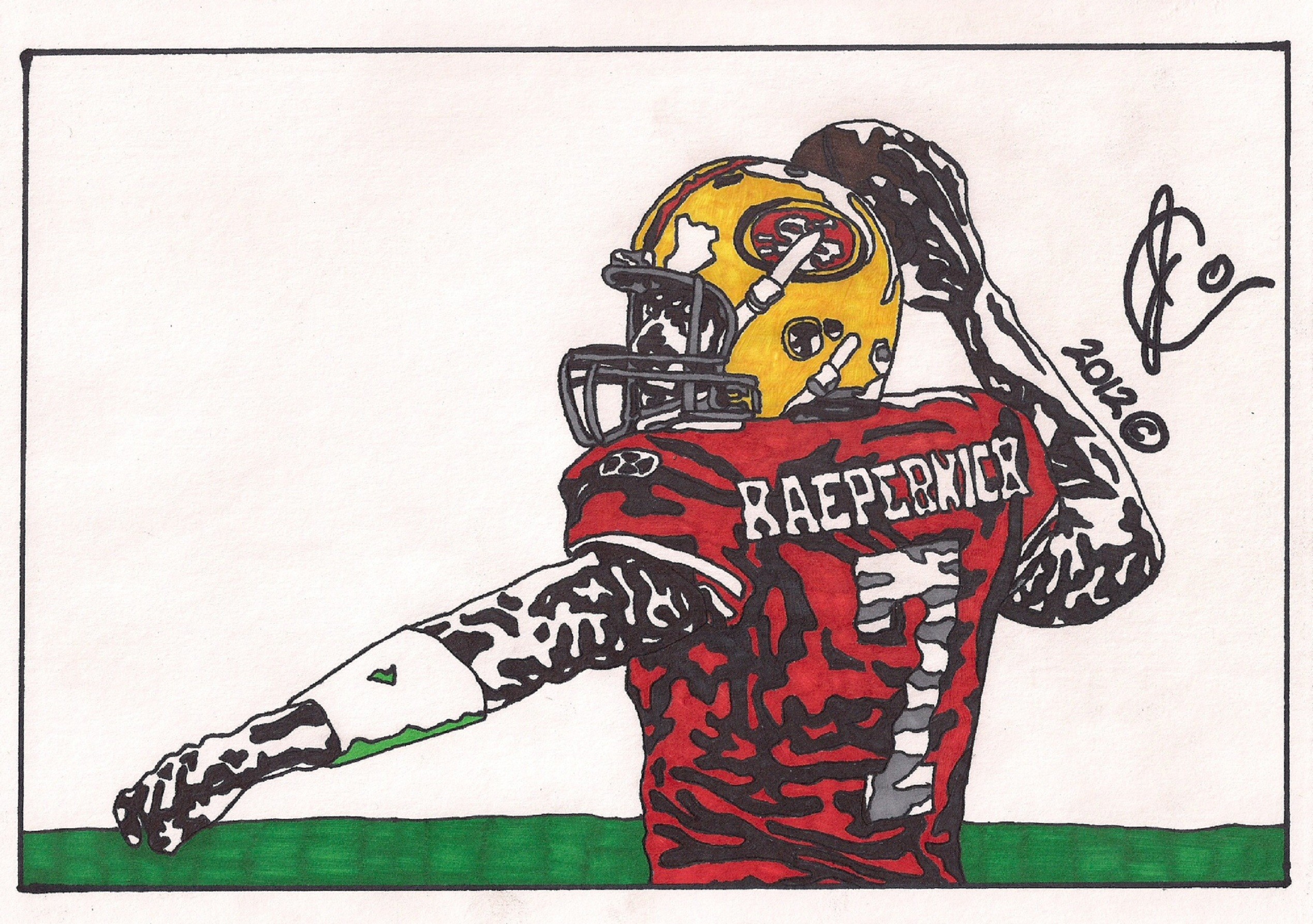 2537x1786 chronoxiong 5 6 Colin Kaepernick Ink Illustration by JColley79