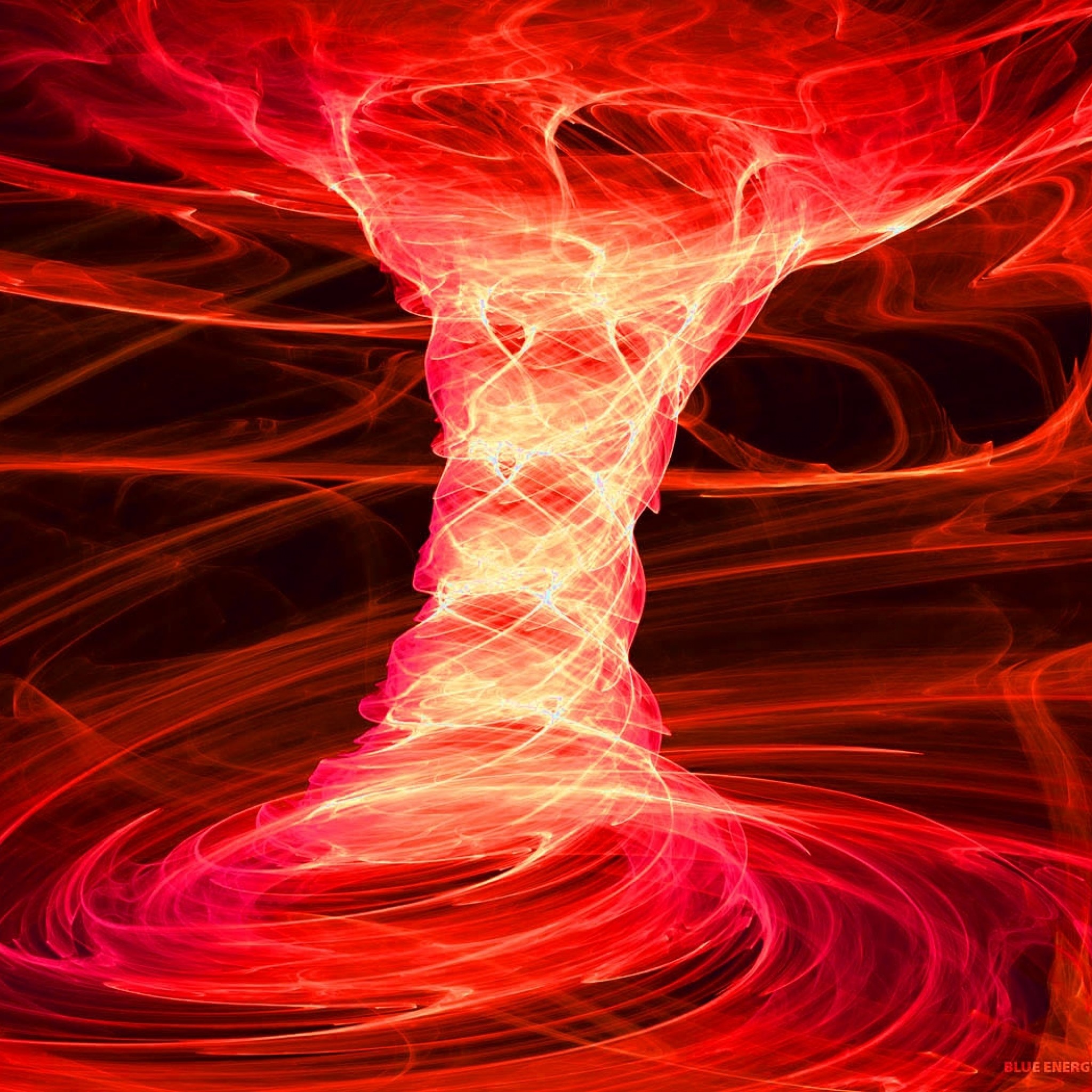 2048x2048  Wallpaper abstract, red, tornado, fire