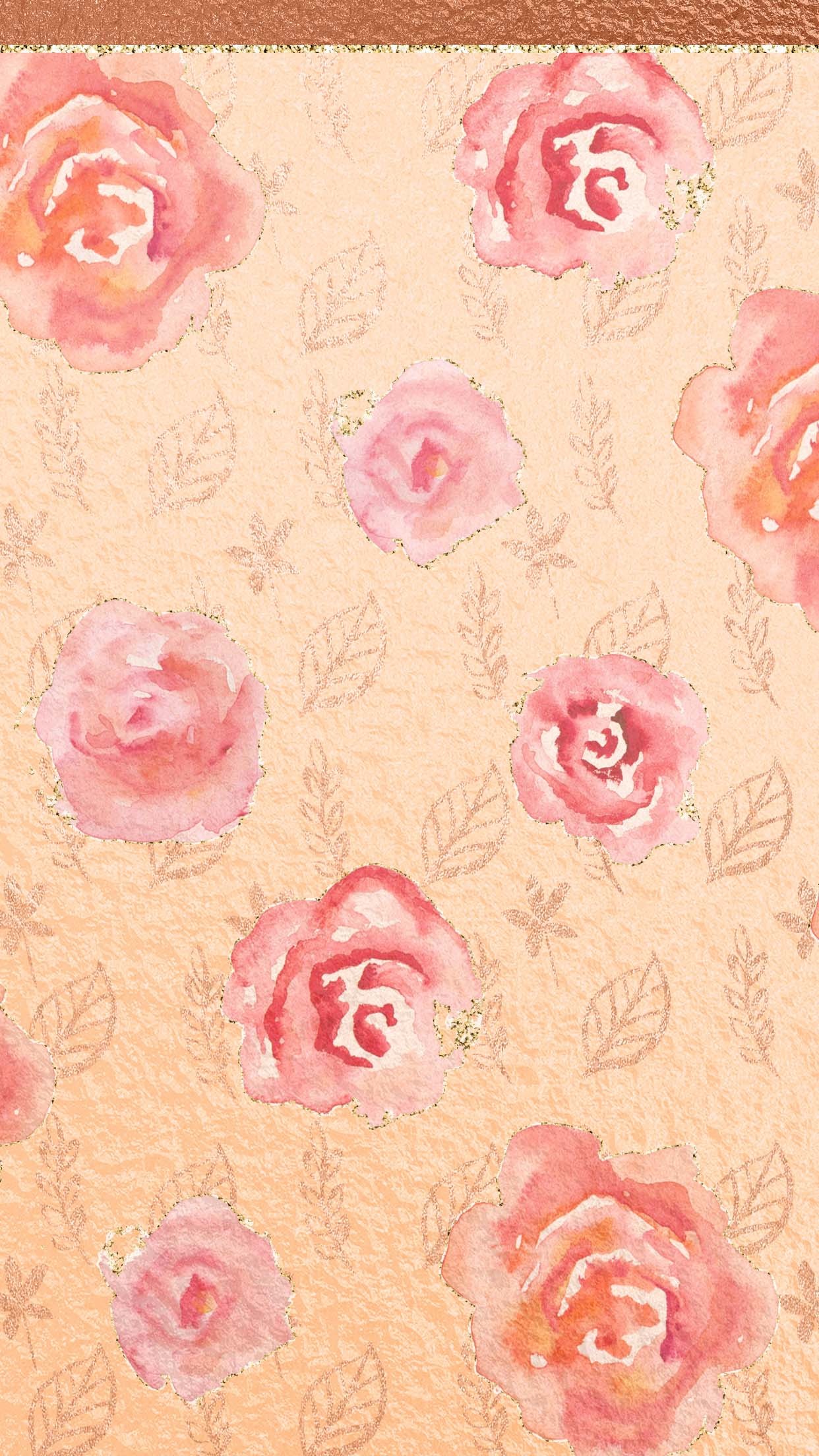 1242x2208 Rose Gold Flowere - Cute, girly, flowers, rose gold