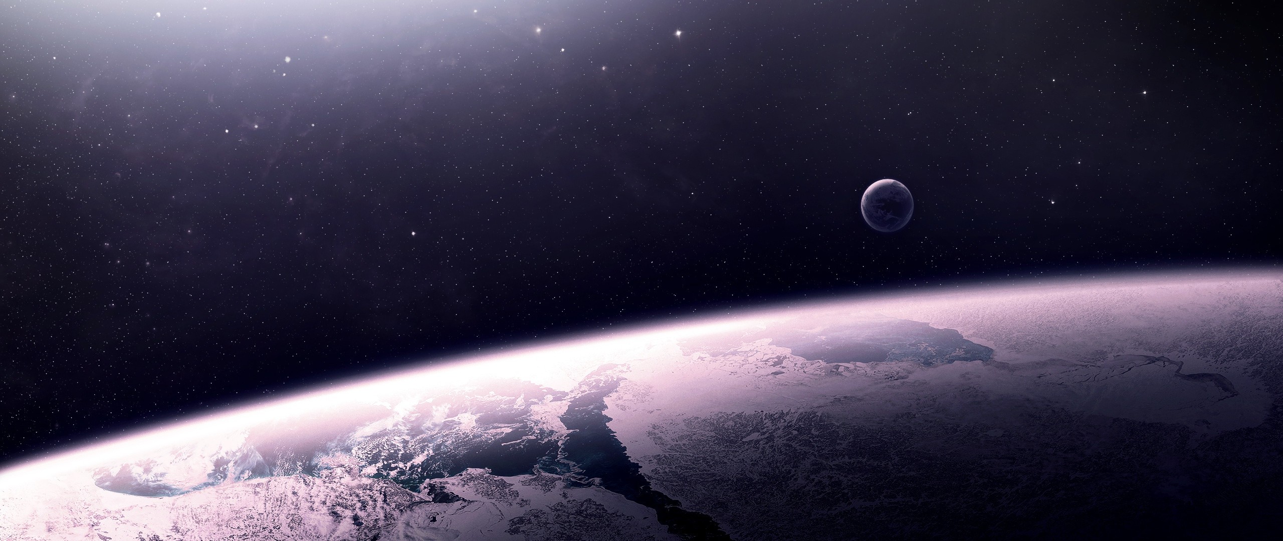 2560x1080  Wallpaper star, relief, planet, space
