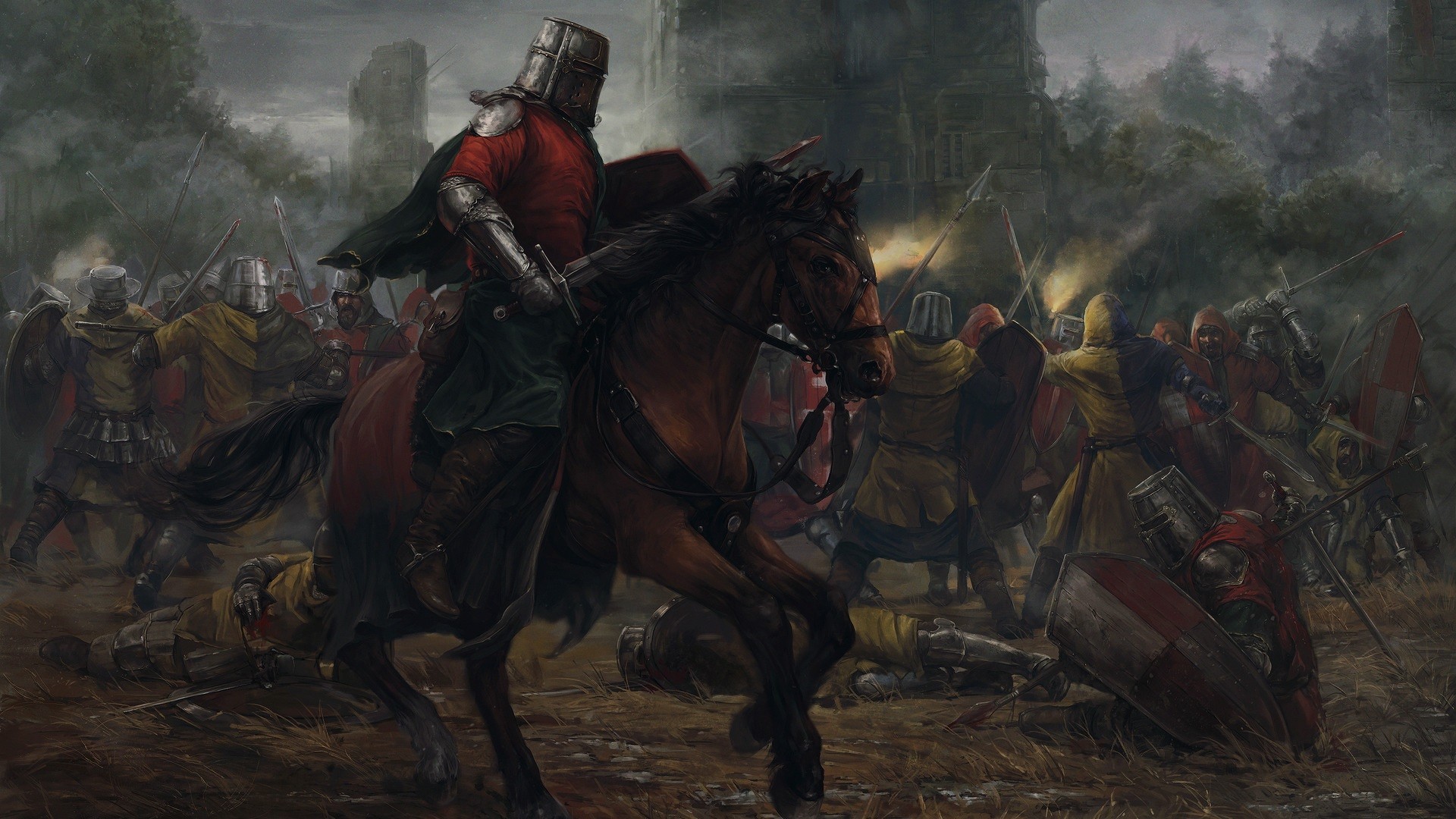 1920x1080 People--knight-medieval-war-horse-helmet-wallpaper-