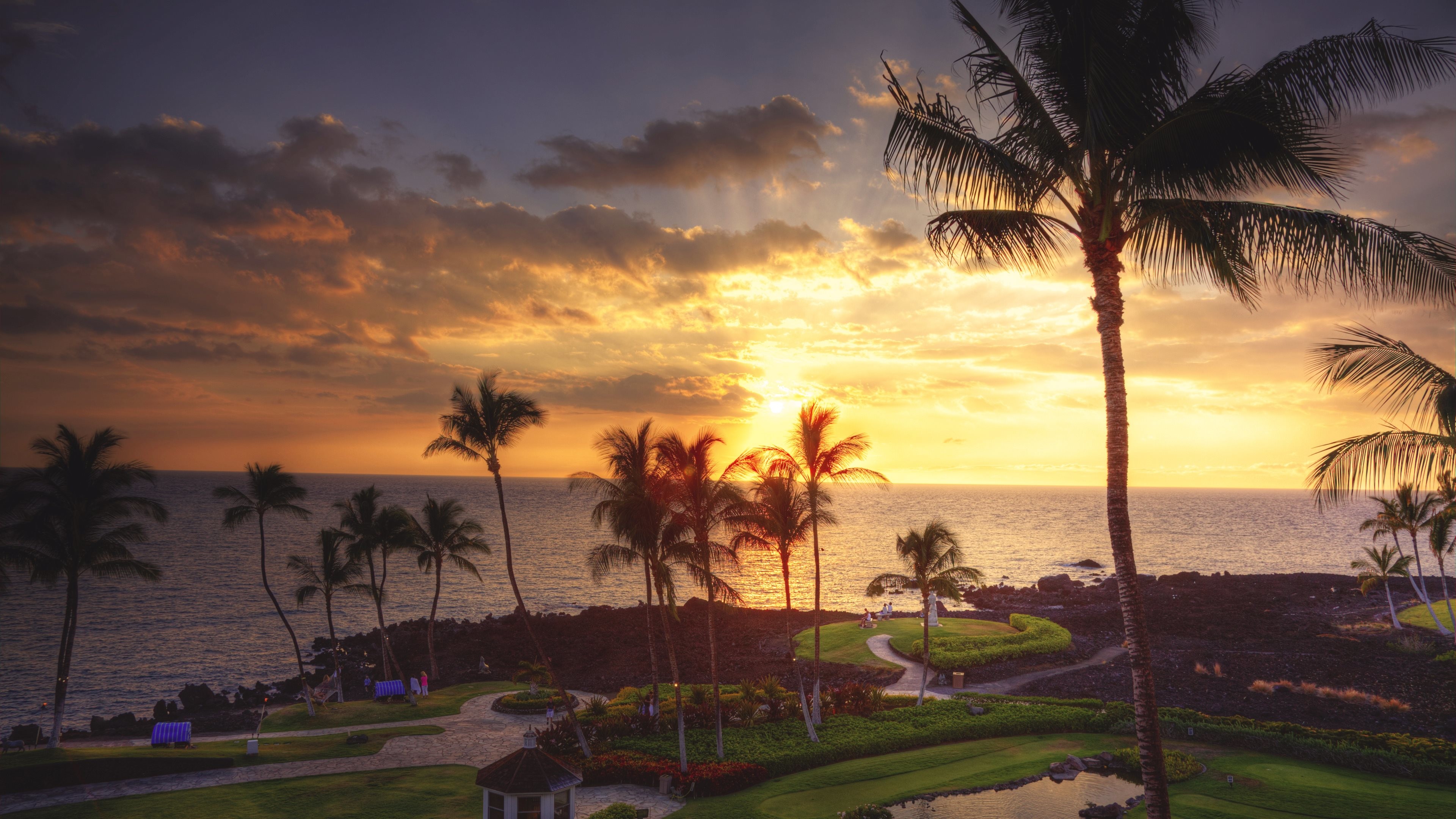 3840x2160 Wallpaper: Sunset from Hawaiian Resort. Ultra HD 4K 