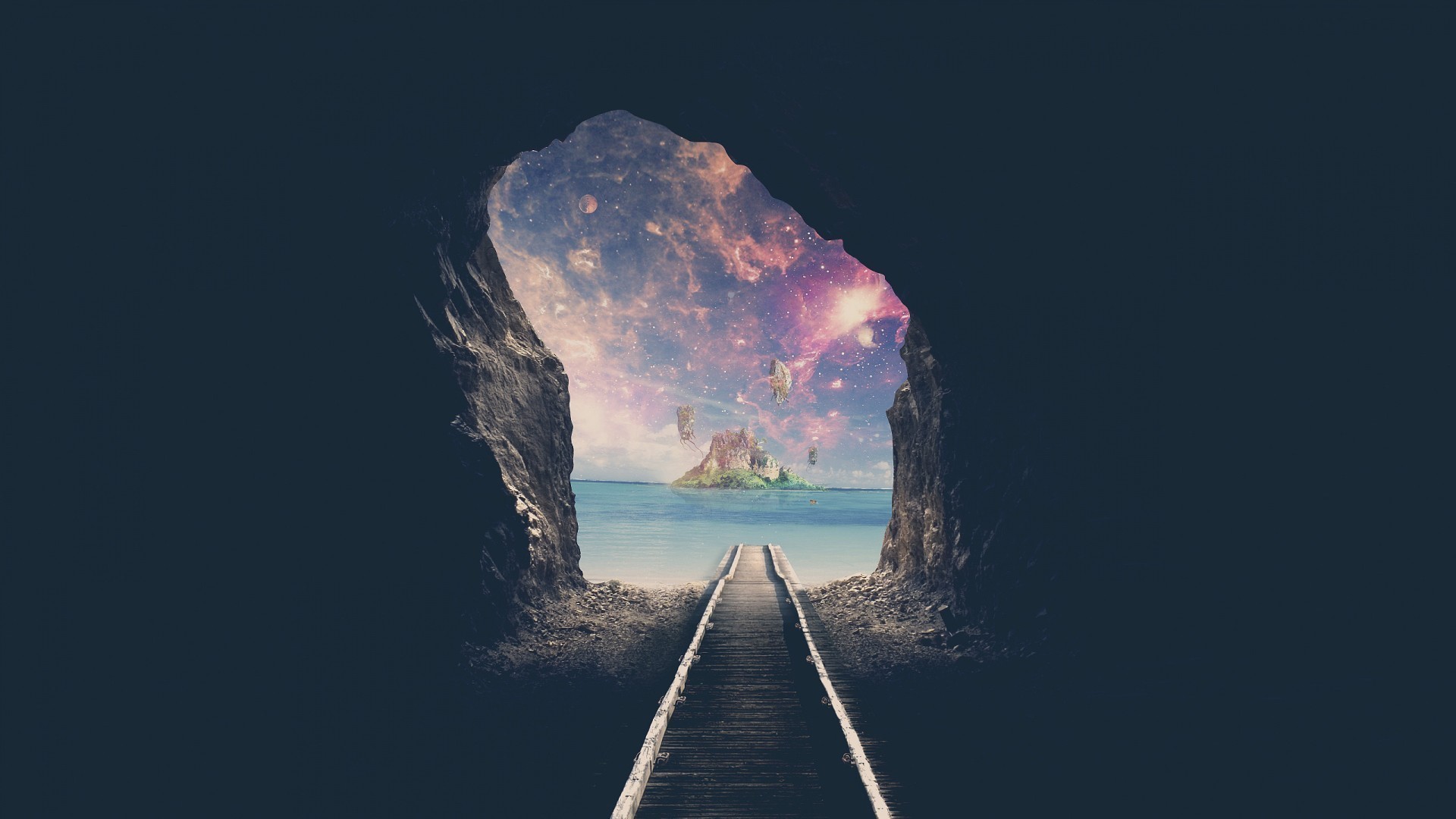 1920x1080  Wallpaper tunnel, space, road, cave