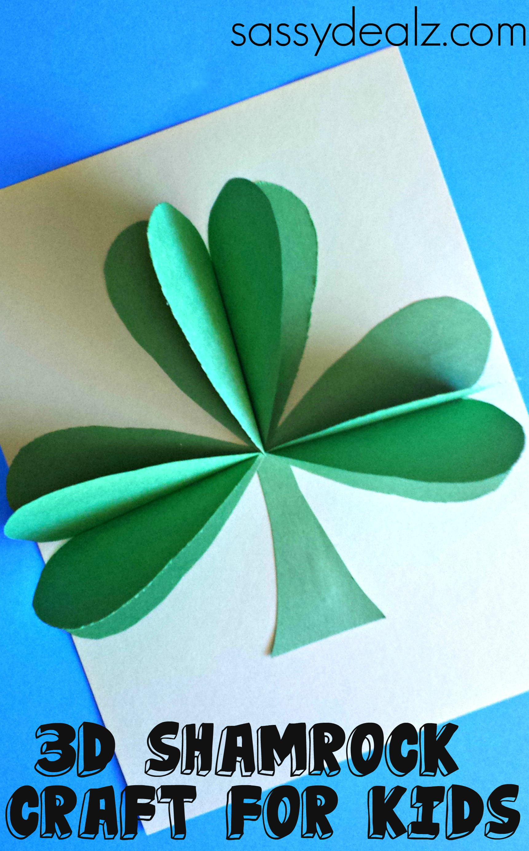 1721x2767 3D Paper Shamrock Craft For St. Patrick's Day