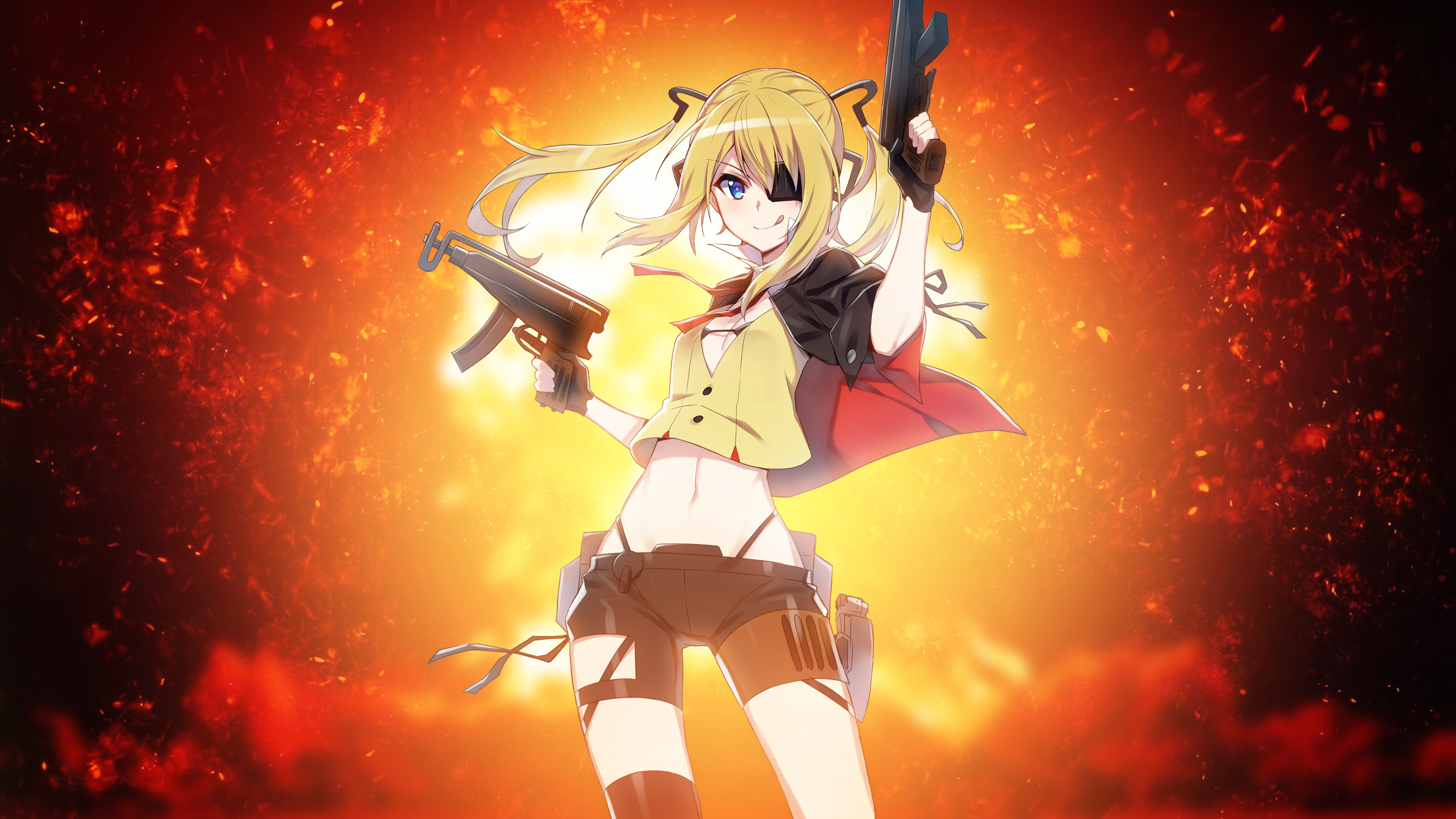 3840x2160 Anime girl Guns 4K