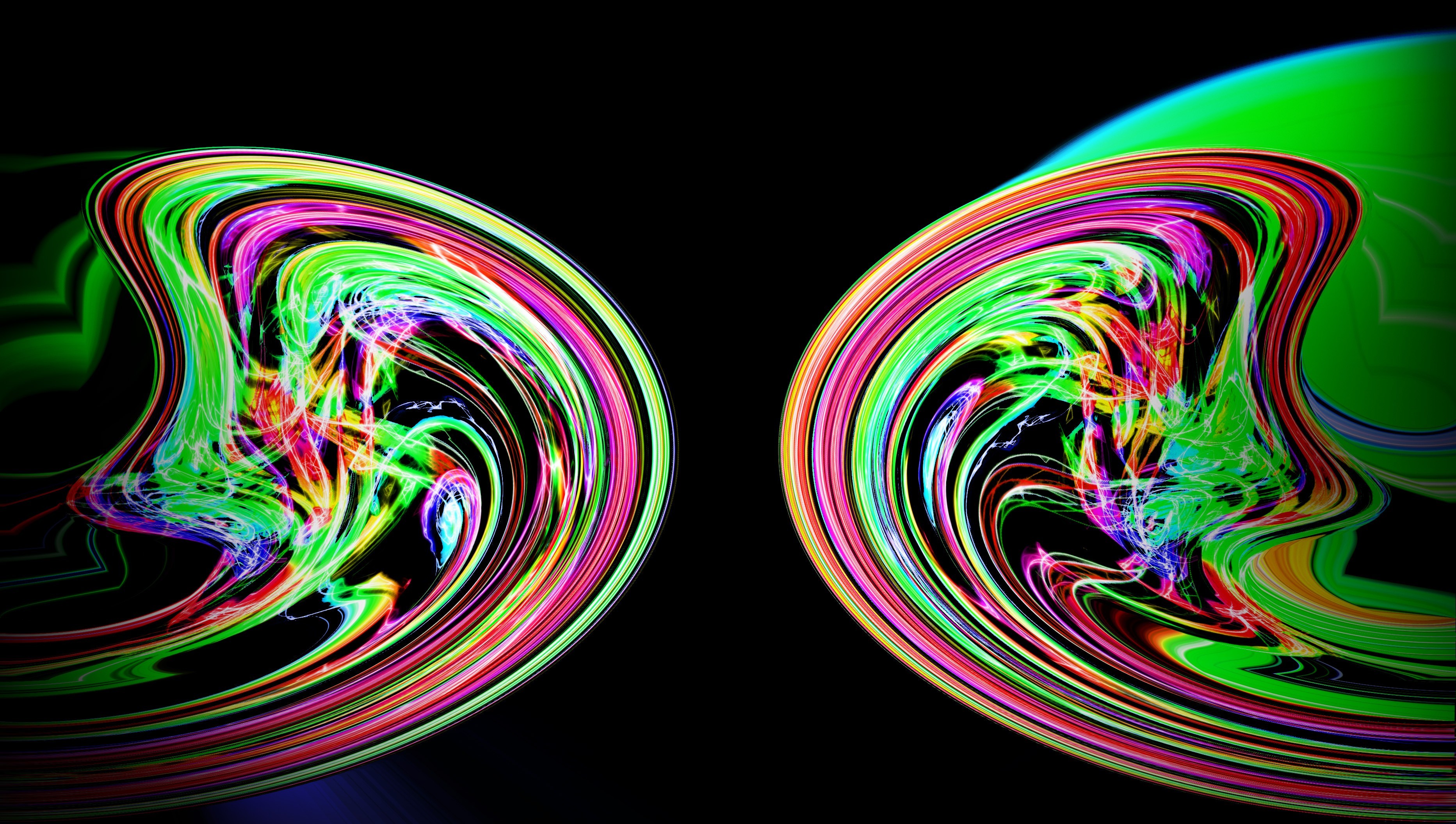 3730x2112 colorful illustration black background neon spiral circle vortex ART color  shape line computer wallpaper fractal art
