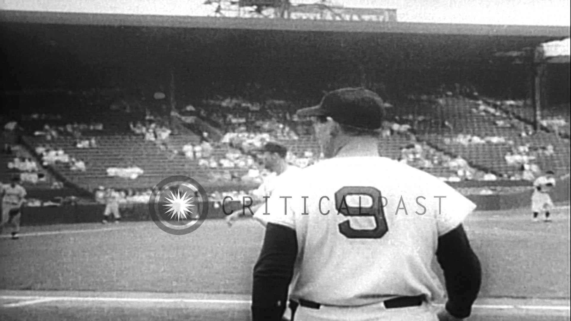 1920x1080 Mickey Mantle and Ted Williams compete for 1957 batting chanpionship, and  Milwauk...HD Stock Footage