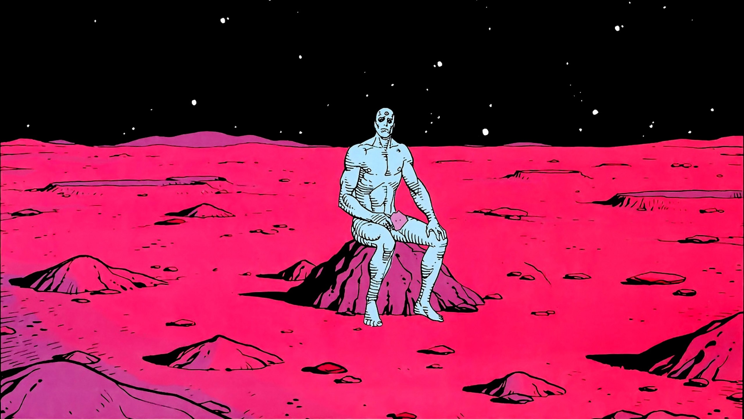 2560x1440 Preview wallpaper silver surfer, superhero, drawing, marvel, alone 