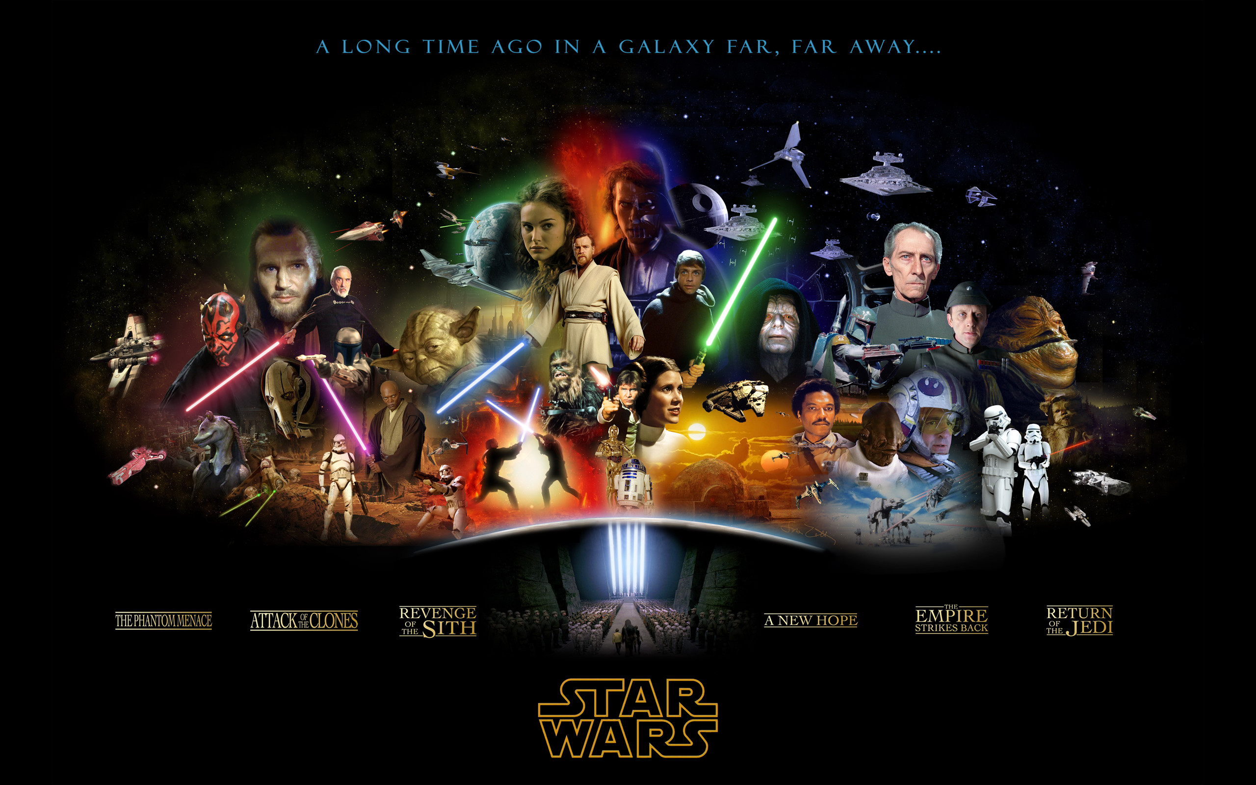 2560x1600 Anakin Skywalker Boba Fett Darth Maul Vader Jango Jar Binks Leia Organa  Luke Mace Windu Obi-Wan Kenobi Revenge Of The Sith Star Wars Empire Strikes  Back ...