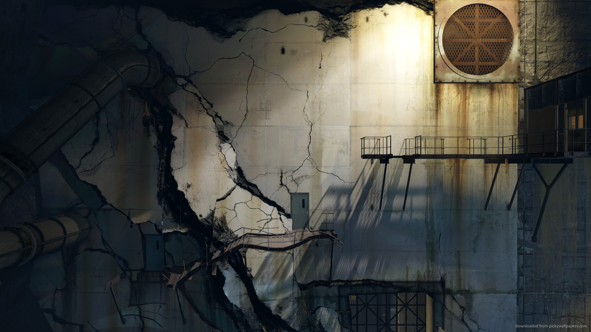1920x1080 Portal 2 Cracked Wall for 