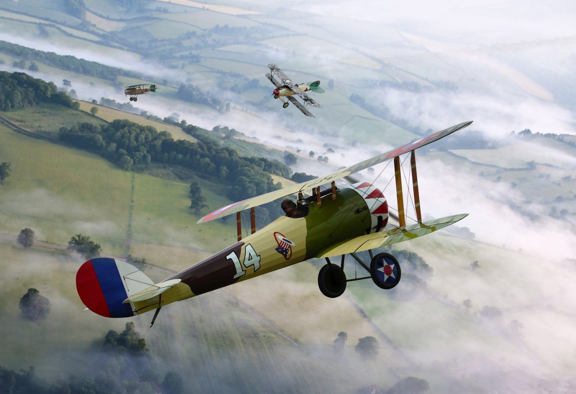 1920x1314 art sky air fight fighters uk de havilland d.h.5 and german albatros d.i/d