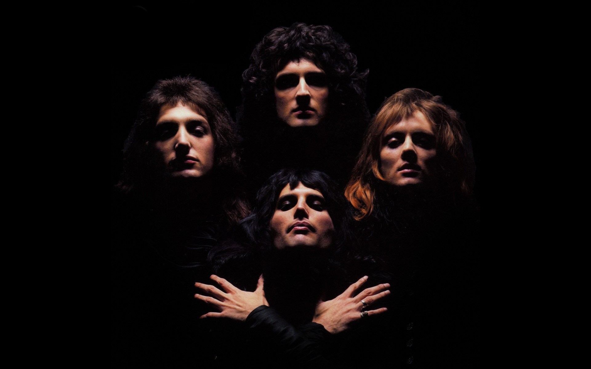 1920x1200 musicians, Freddie Mercury, Freddy Mercury, Brian May, Roger Taylor, John  Deacon, Men, Queen, Music, Band, Black background, Album covers, Bohemian  Rhapsody ...