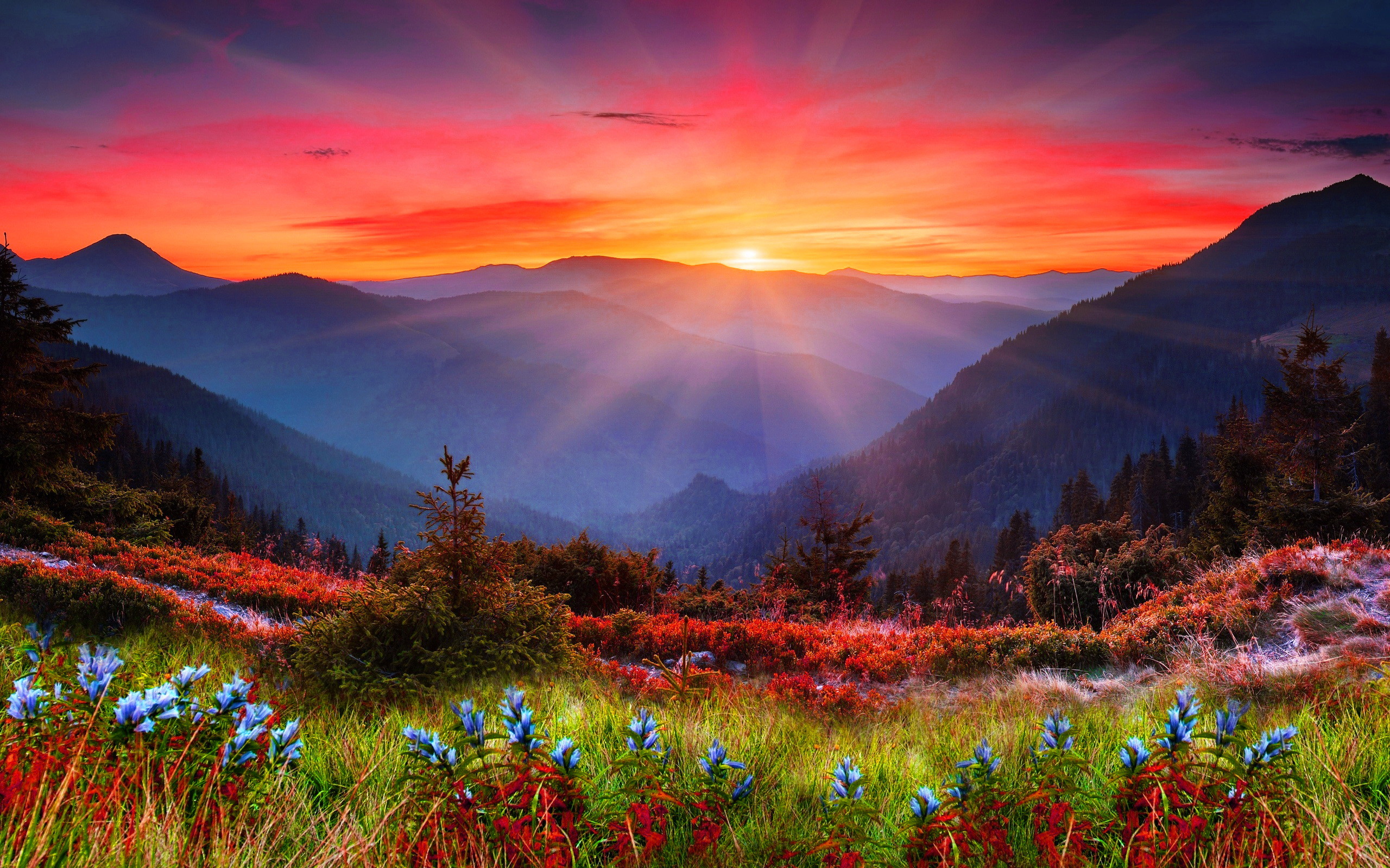 2560x1600 Mountain Sunset Wide Desktop Background