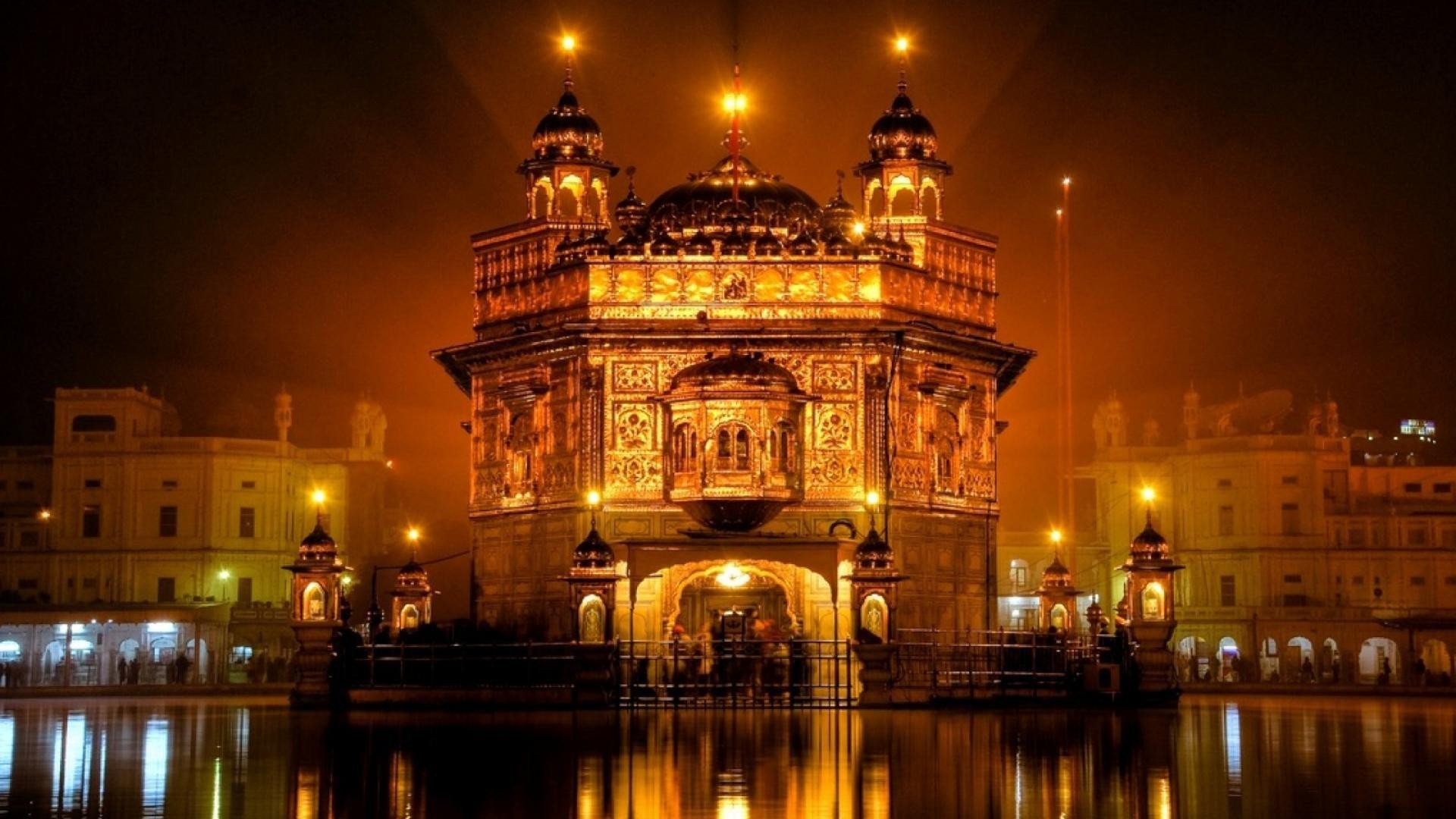1920x1080 The golden temple at night in amritsar india wallpaper