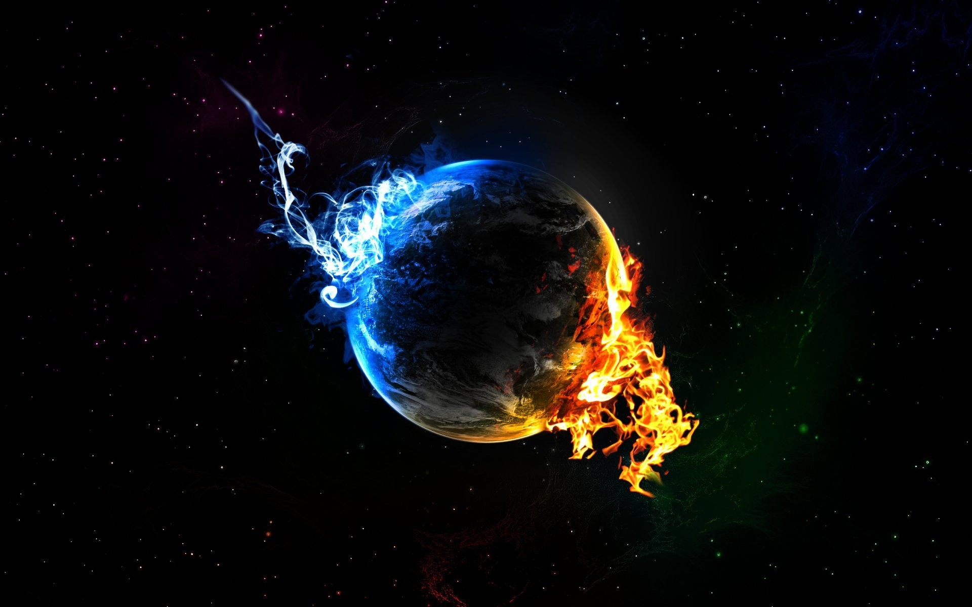 1920x1200 planet star flame blue fire