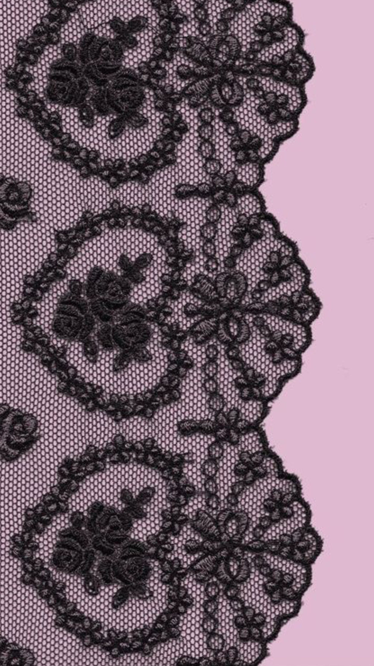 1242x2208 Black and pink lace. Wallpaper.
