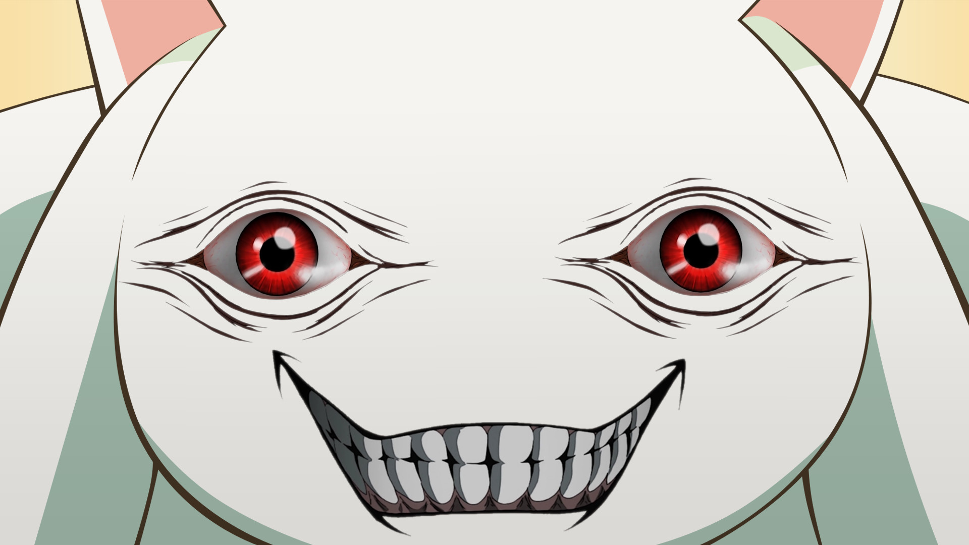 1920x1080 Kyubey Homura Akemi face nose red facial expression smile mammal eye  vertebrate cartoon emotion head fictional