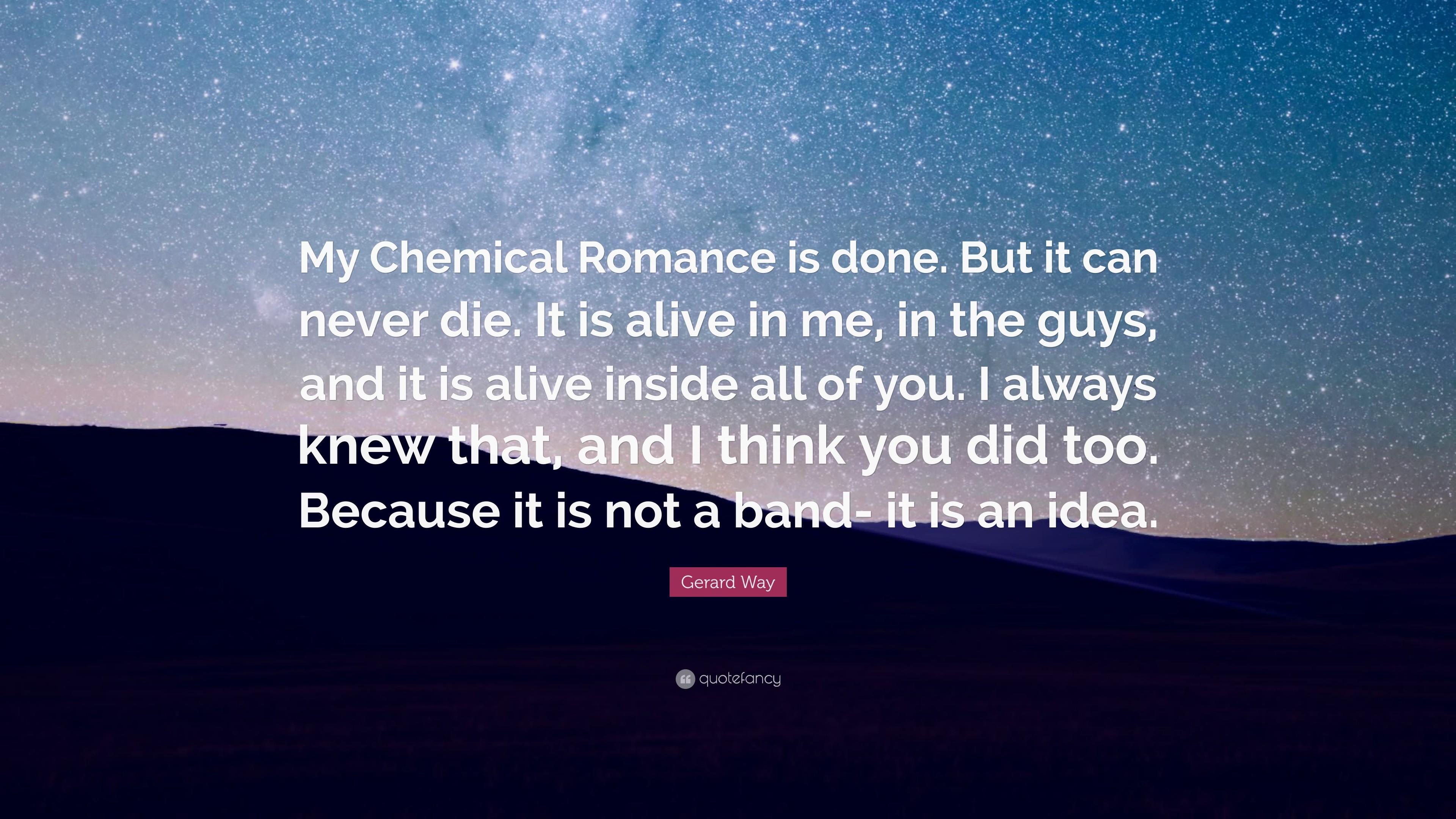 3840x2160 Gerard Way Quote: “My Chemical Romance is done. But it can never die