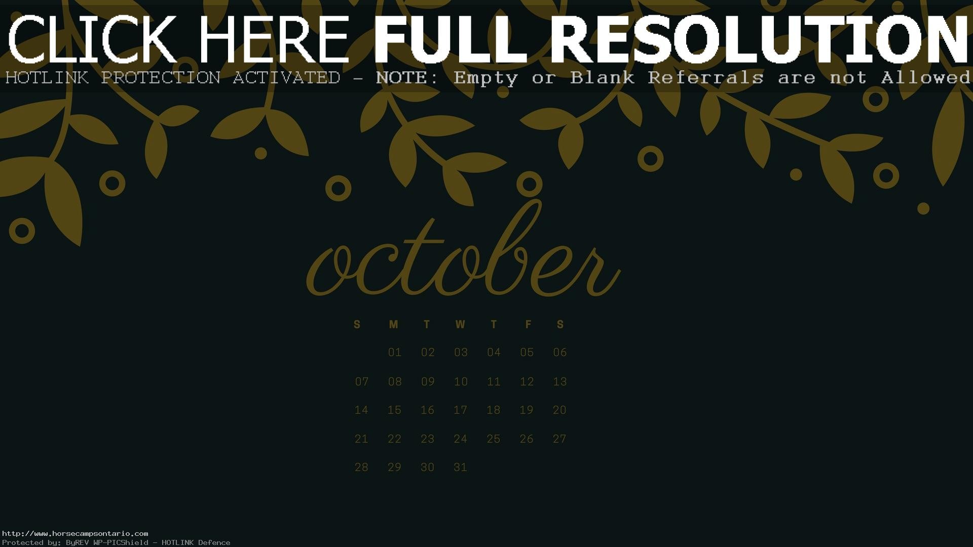 1920x1080 October 2018 Floral Calendar Wallpaper