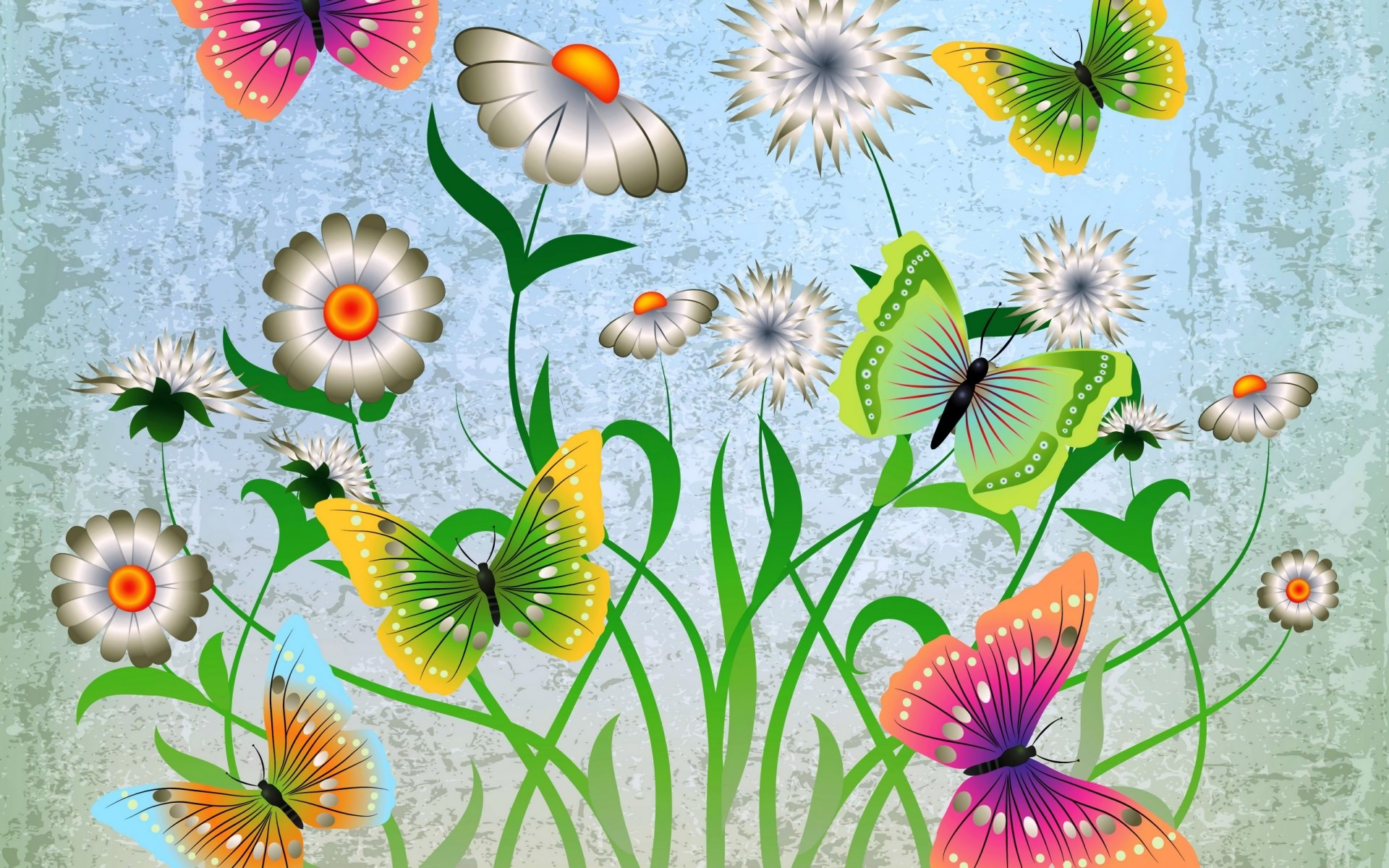 1920x1200 Flower and Butterfly Abstract