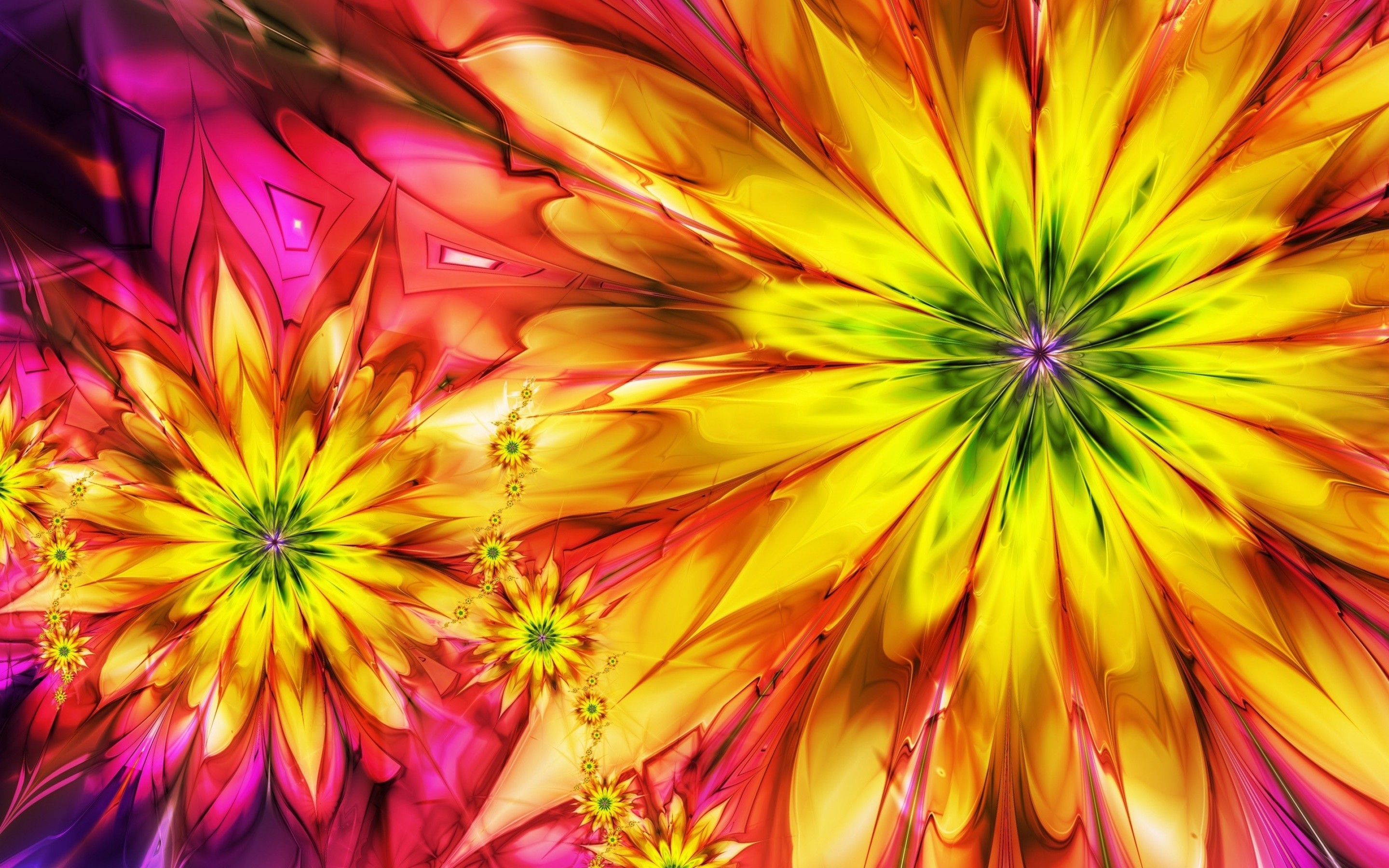 2880x1800 Abstract colorful flowers wallpaper HD picture.
